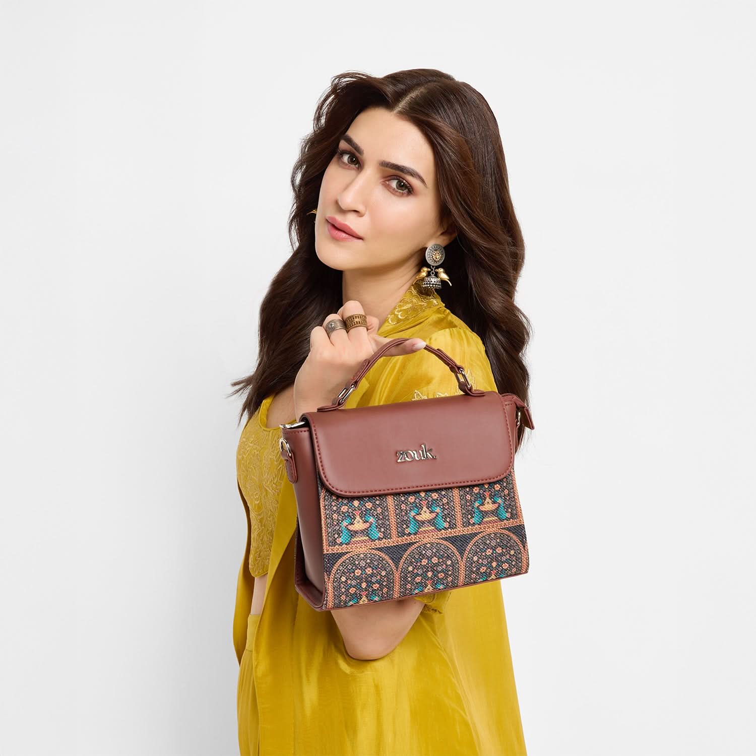 Royal Indian Peacock Motif Statement Sling Bag