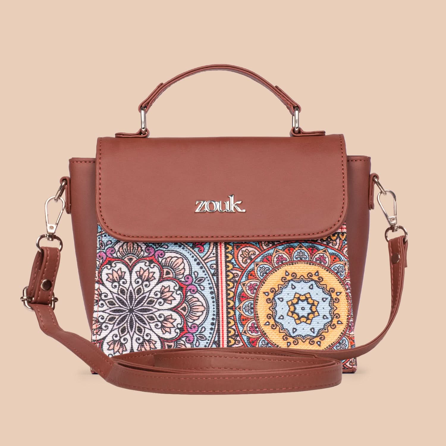 Multicolor Mandala Print Statement Sling Bag