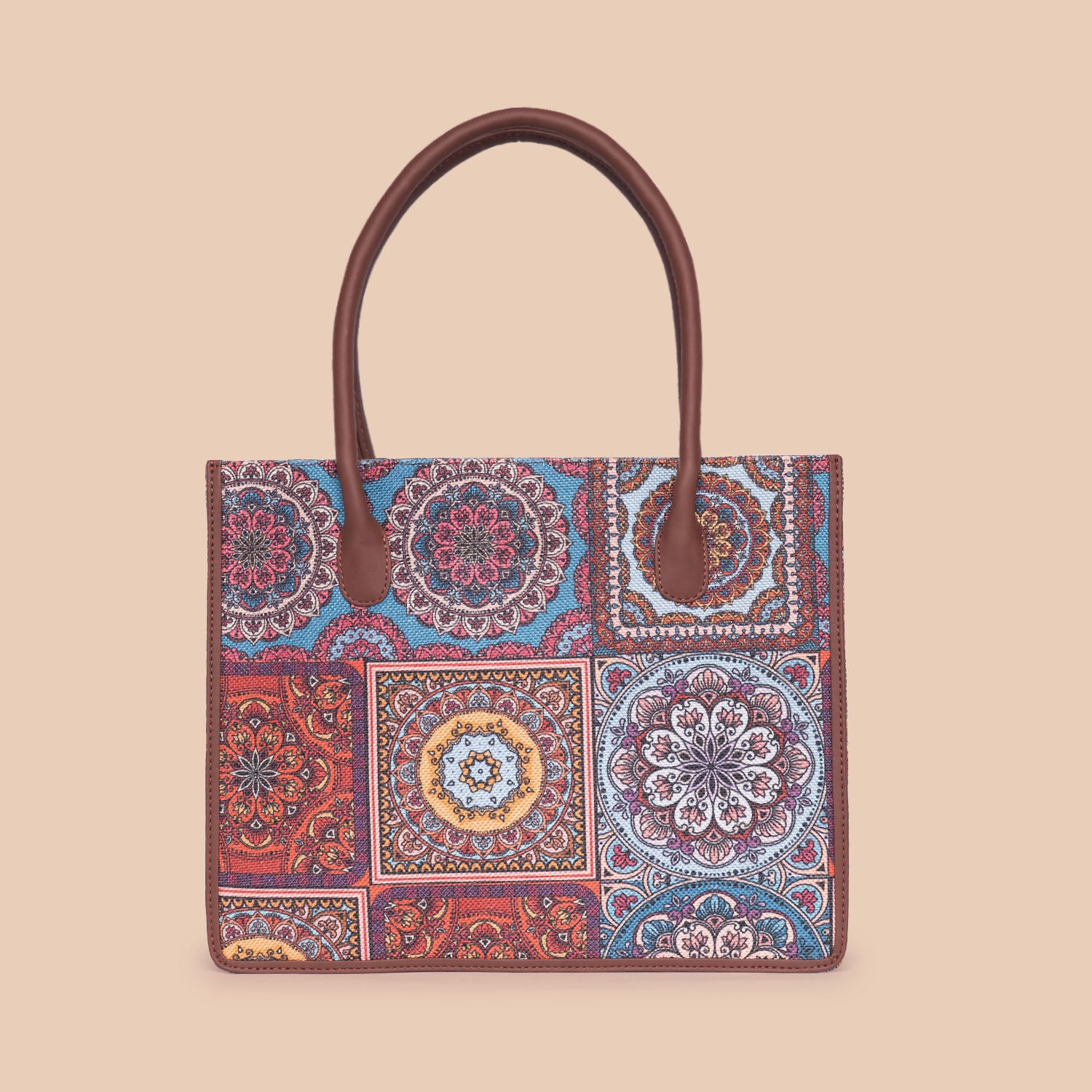 Multicolor Mandala Print Book Tote