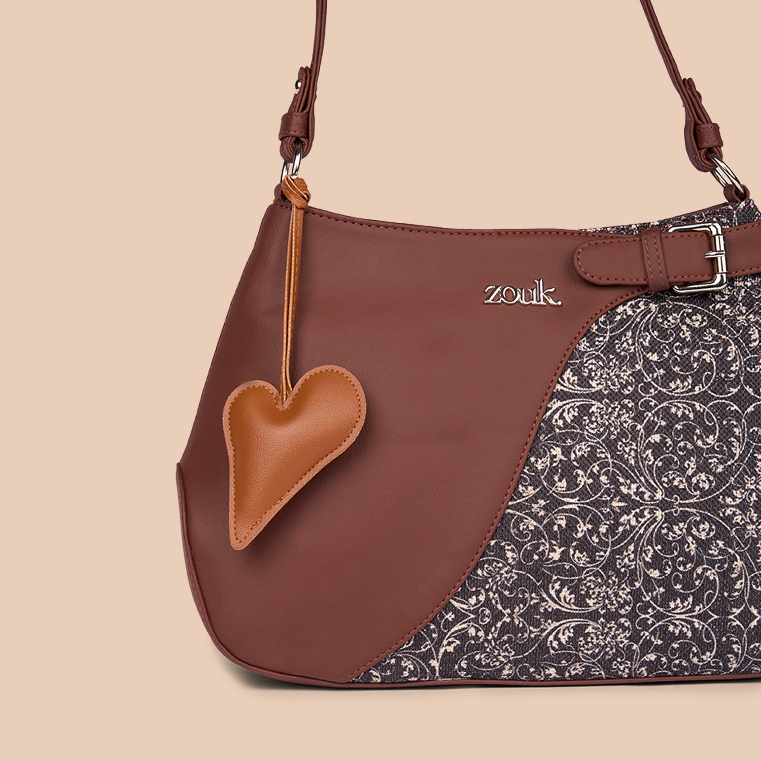 Big Heart Bag Charm - Tan