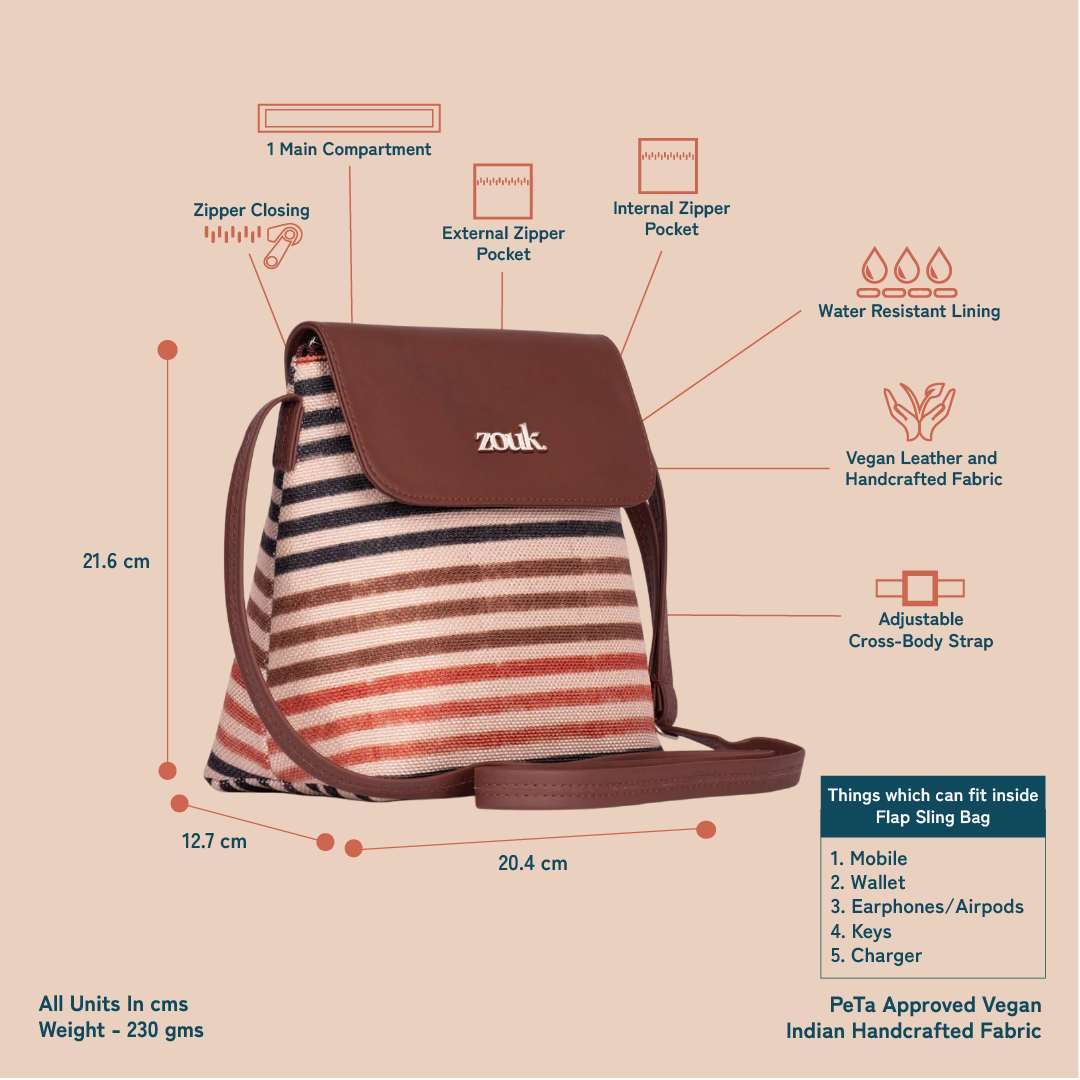 Qutub Stripes Flap Sling Bag