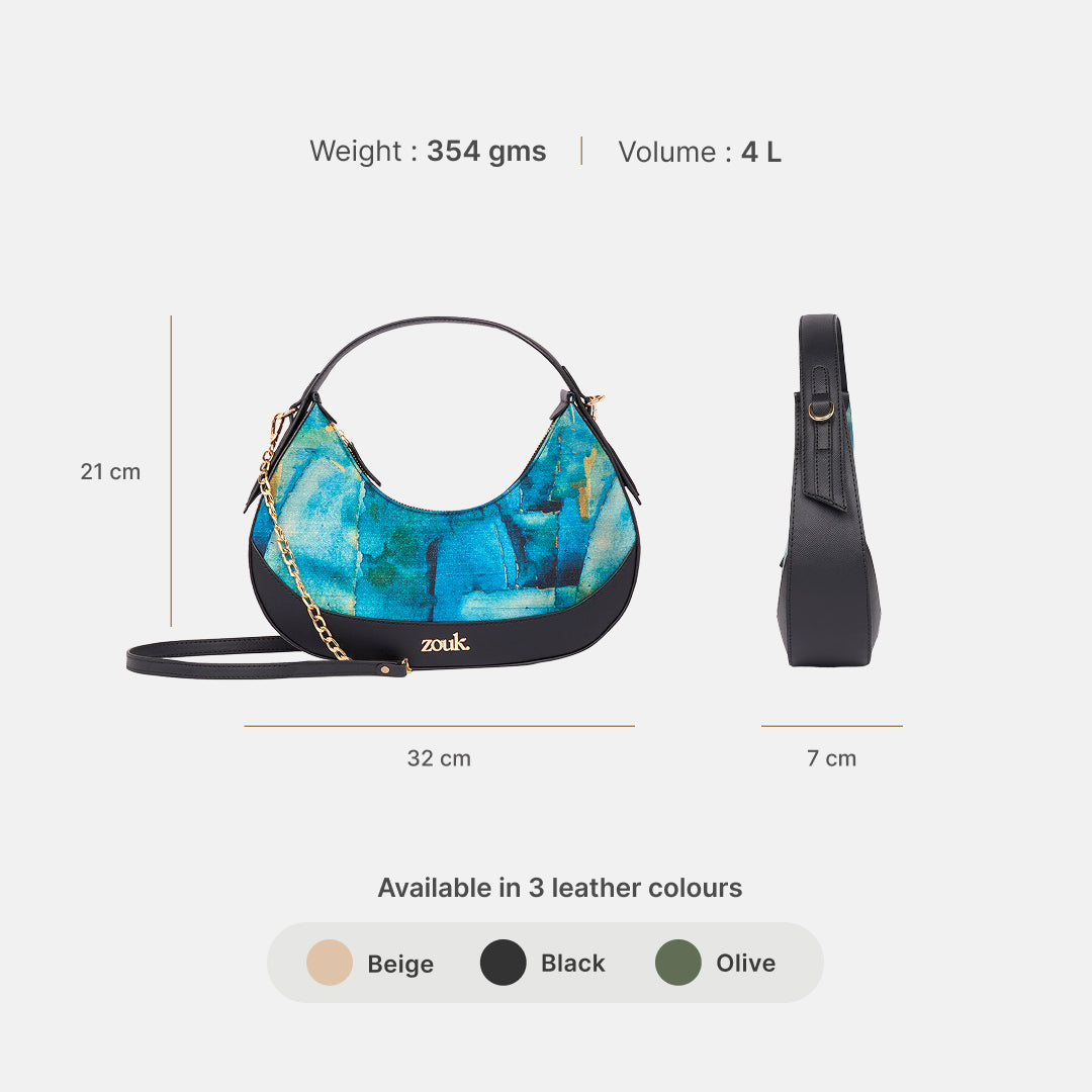 Opalite Vanya Baguette (Black Saffiano)