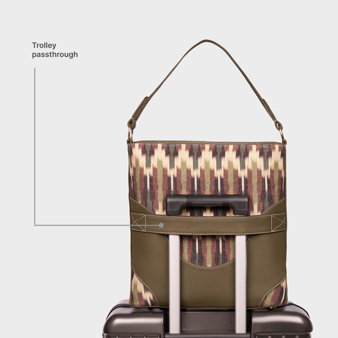 Cuttack Stripes Vertical Office Tote (Olive)