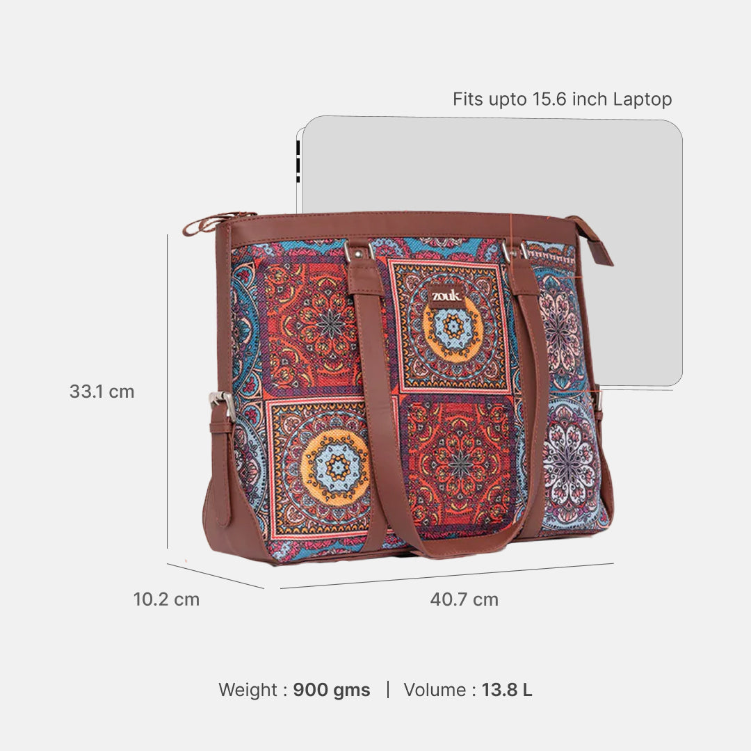 Multicolor Mandala Print Women's Office Bag