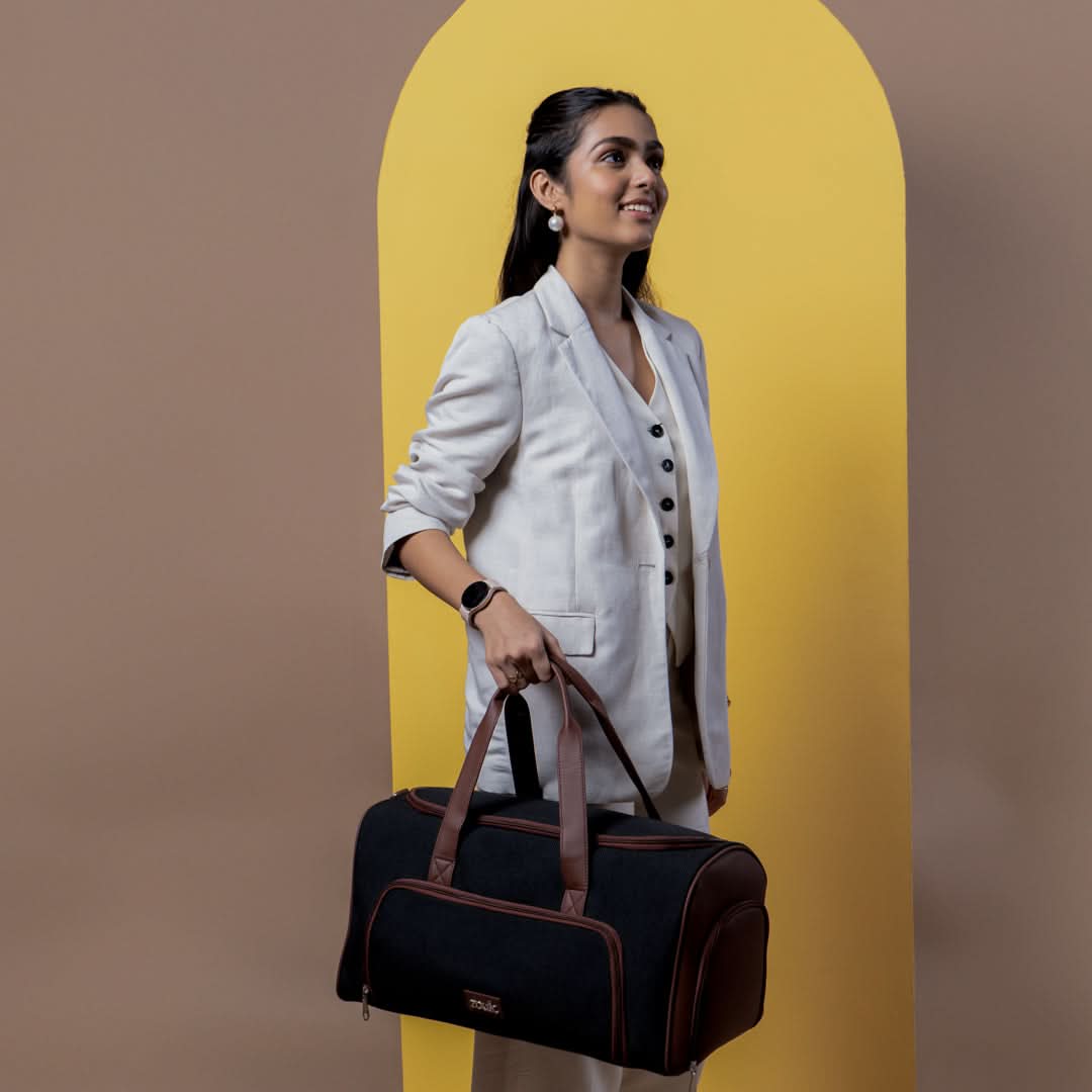 Jet Black Weekender Duffel Bag