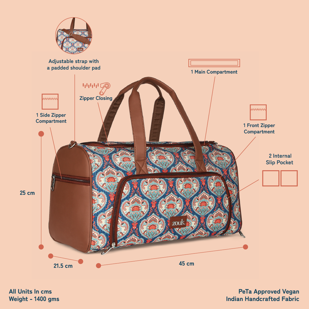 Kovil Blue Weekender Duffle Bag