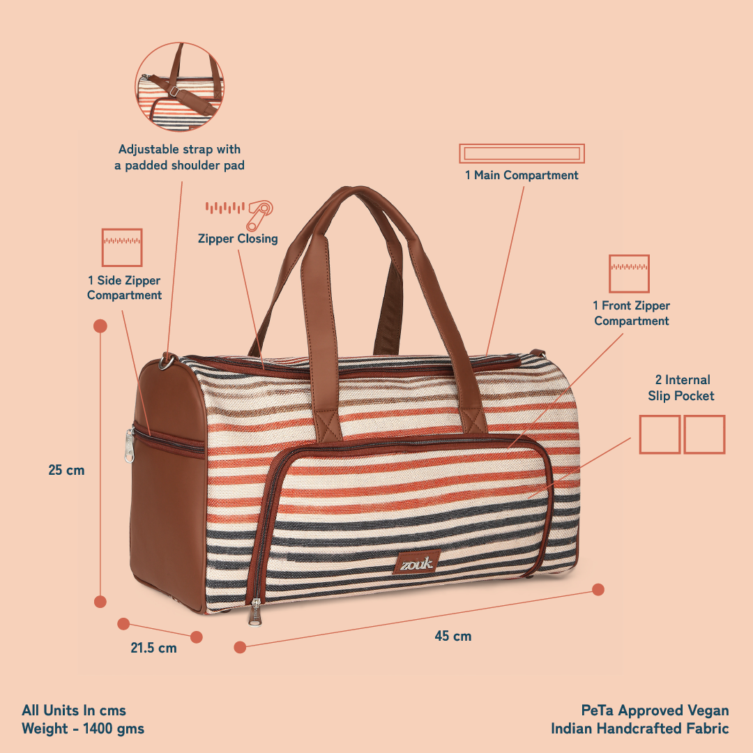 Qutub Stripes Weekender Duffle Bag