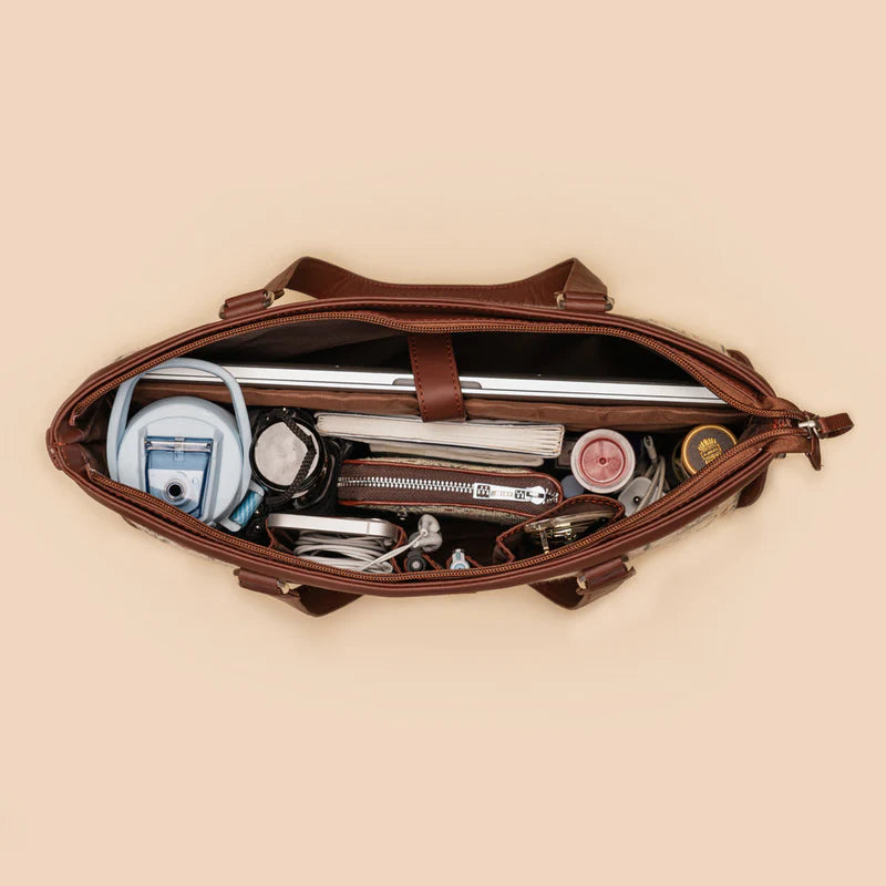 Kutch Gamthi Women's Office Bag and Chain Wallet (CFC) Combo