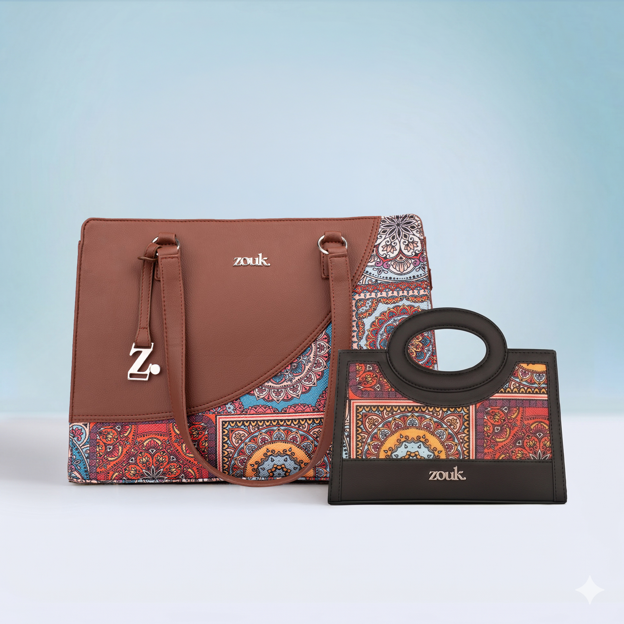 Multicolor Mandala Office Essential Bag & Zoe Sling Bag Combo