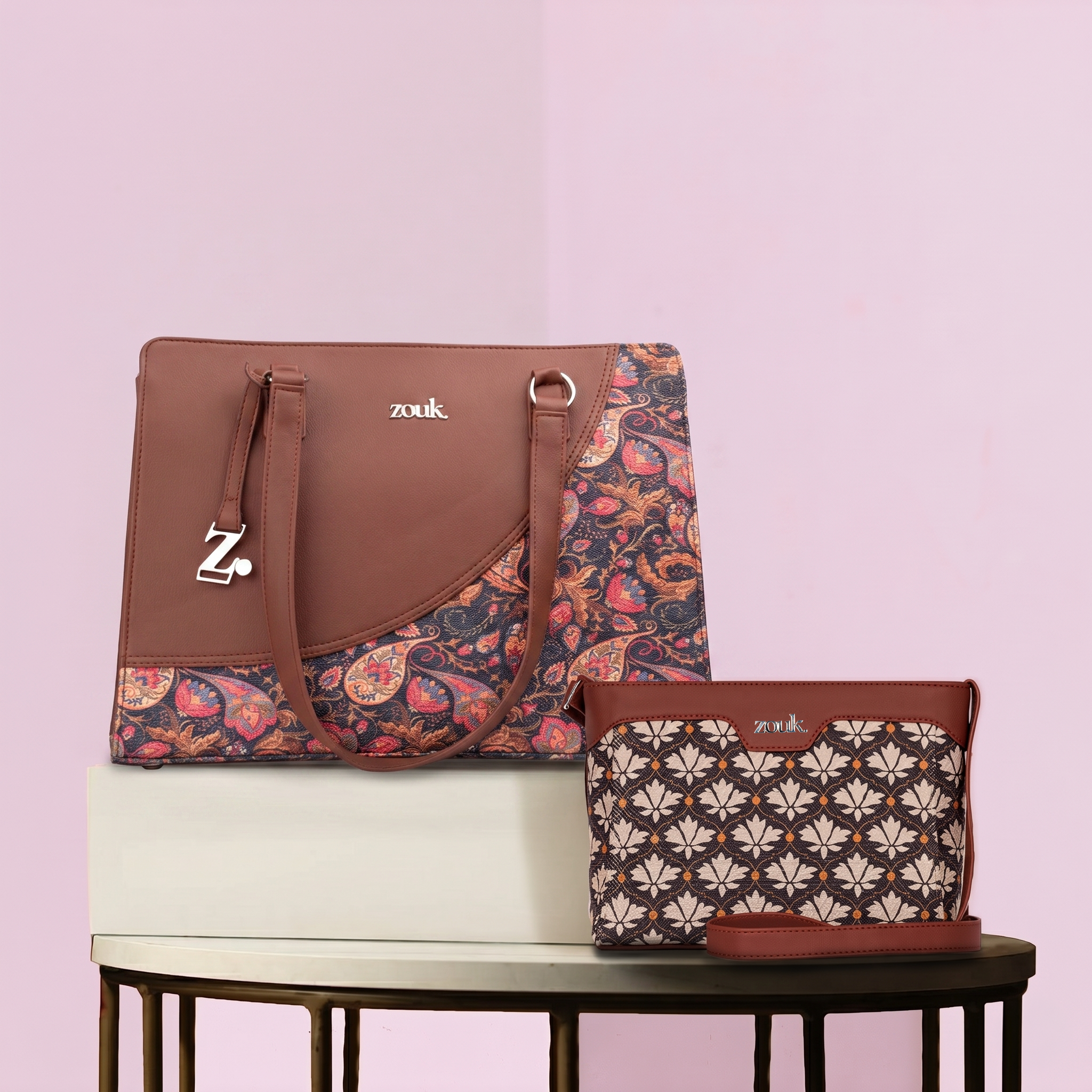 Paisley Print Office Essential Bag & Bidri Kaiser Harmony Sling Bag Combo