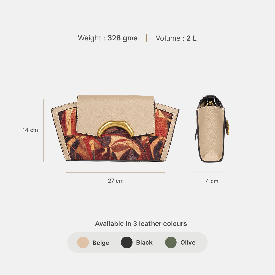 Auric Zareen Clutch (Beige Saffiano)