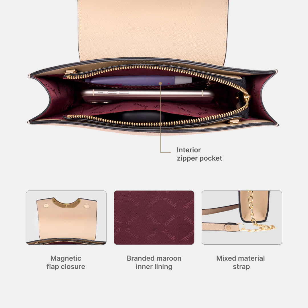 Auric Zareen Clutch (Beige Saffiano)