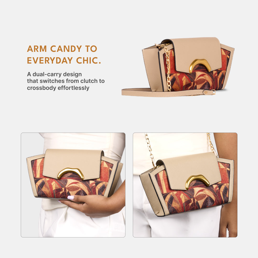Auric Zareen Clutch (Beige Saffiano)