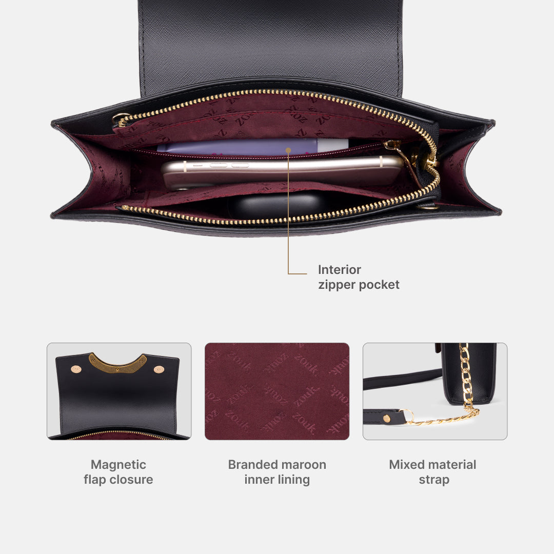 Citrine Zareen Clutch (Black Saffiano)
