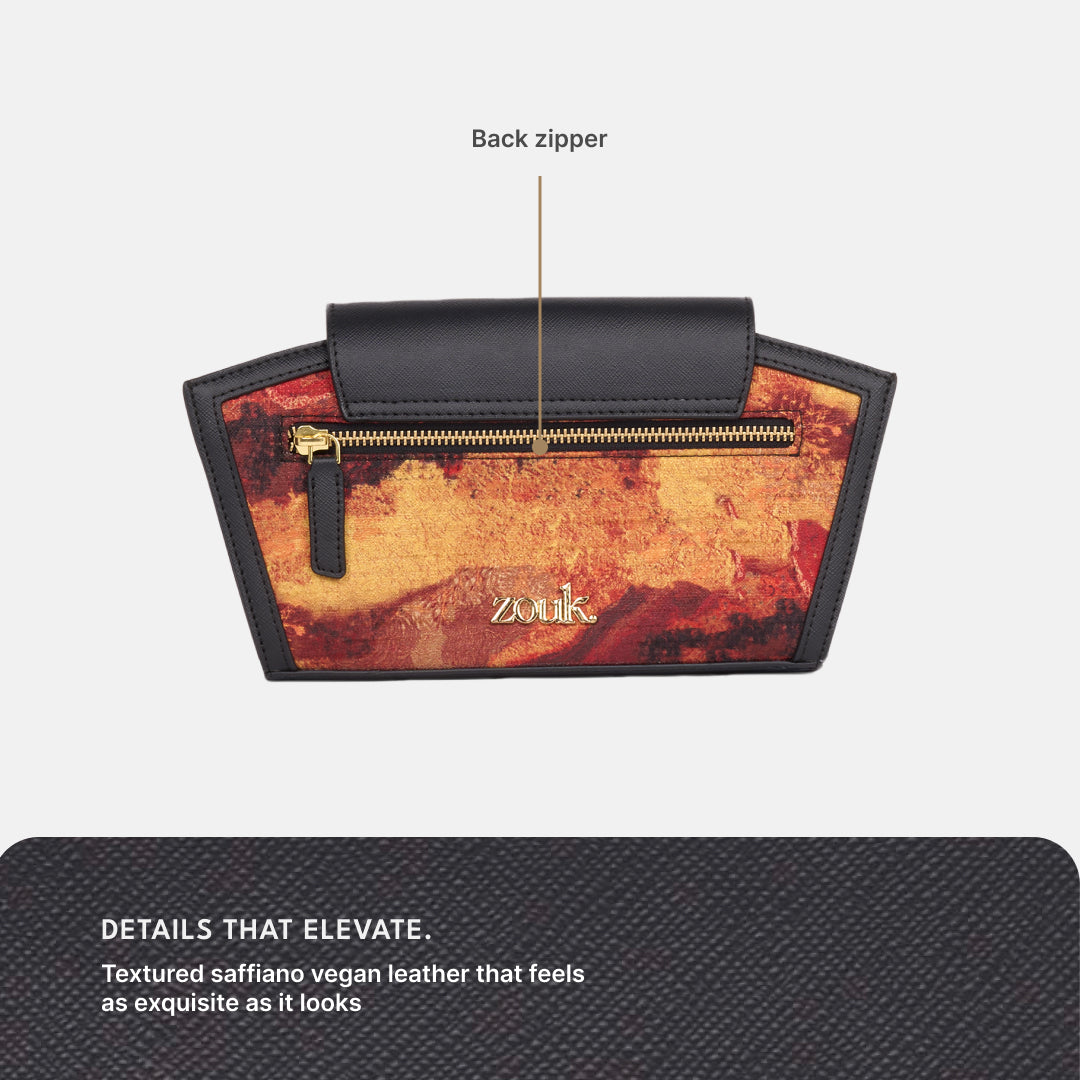 Citrine Zareen Clutch (Black Saffiano)