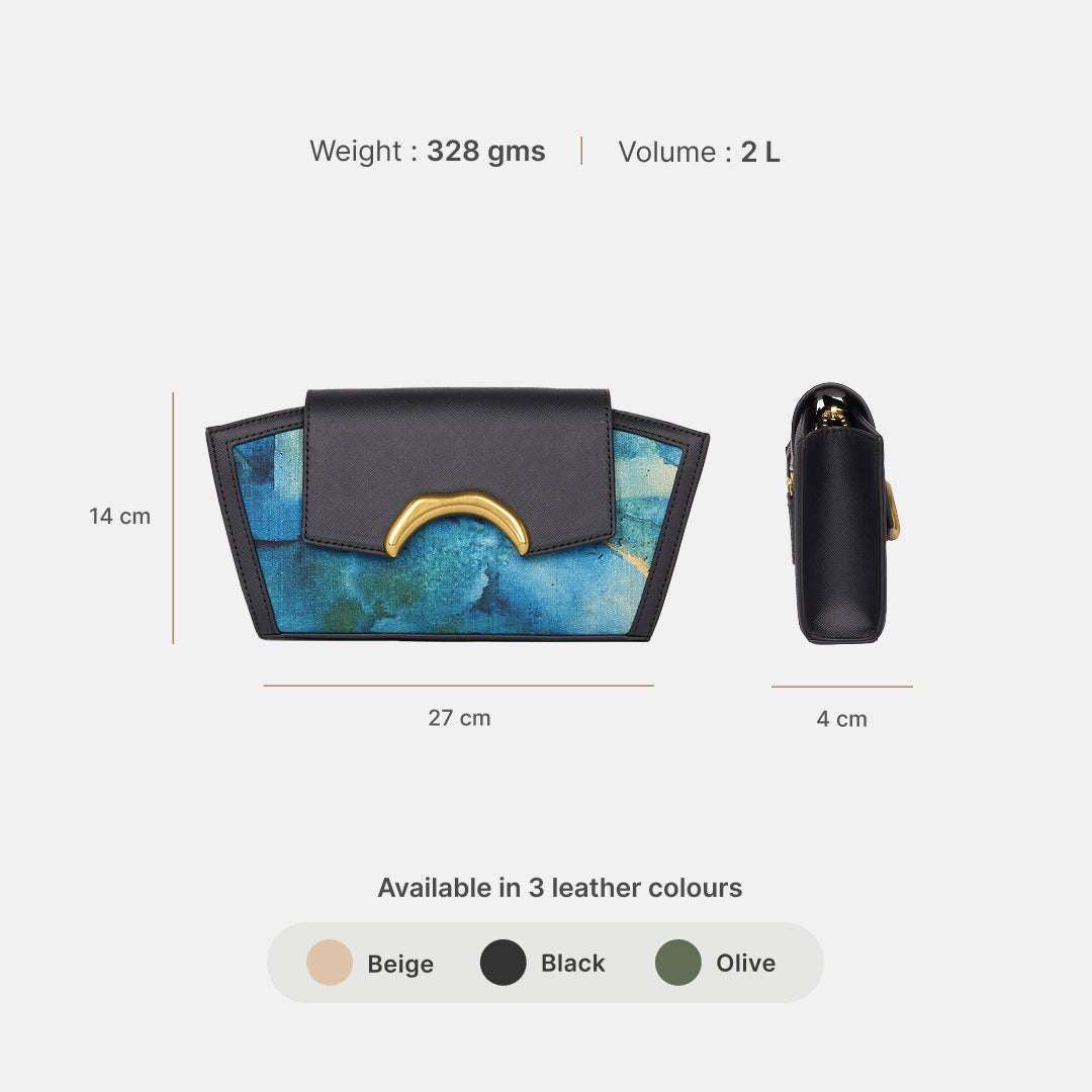 Opalite Zareen Clutch (Black Saffiano)