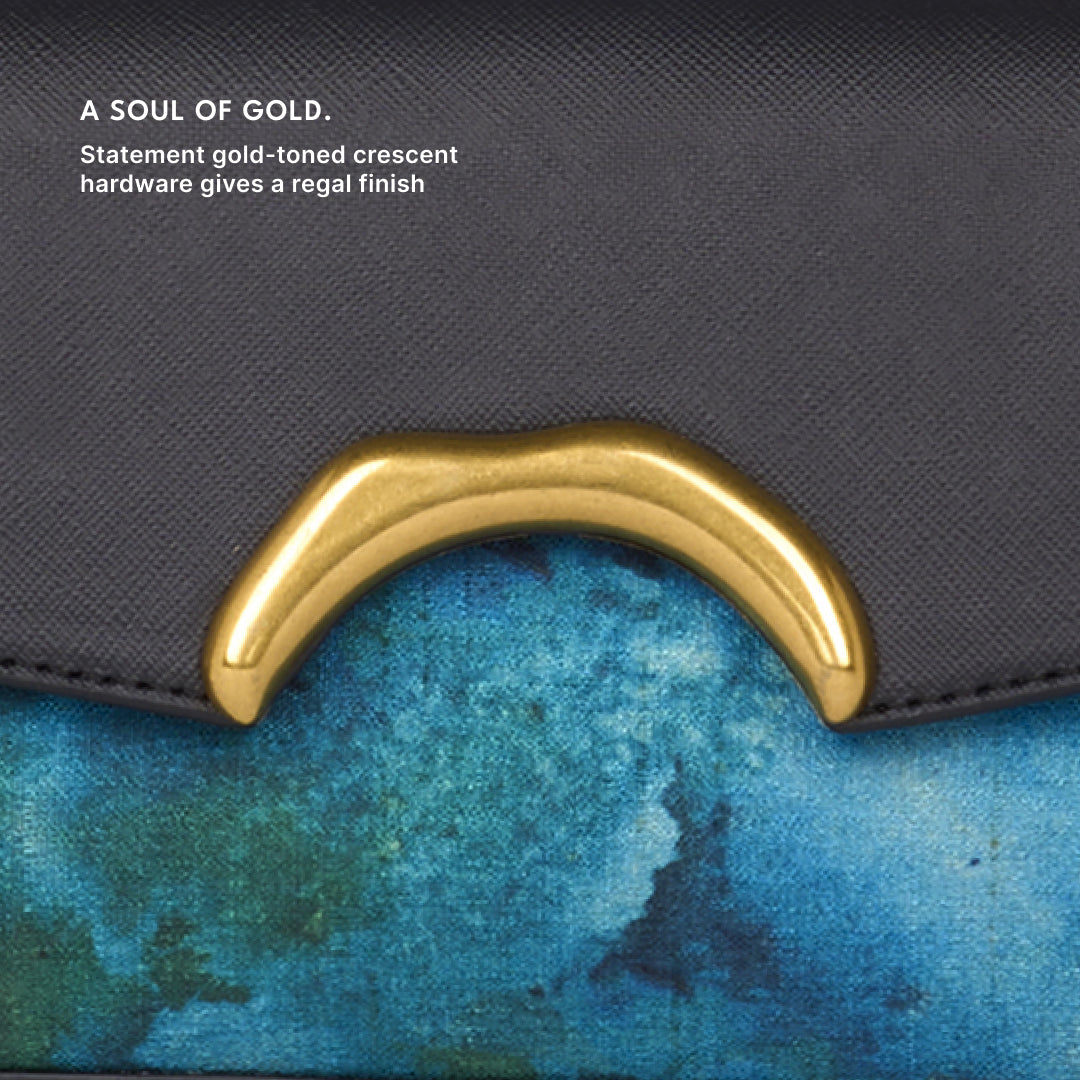 Opalite Zareen Clutch (Black Saffiano)
