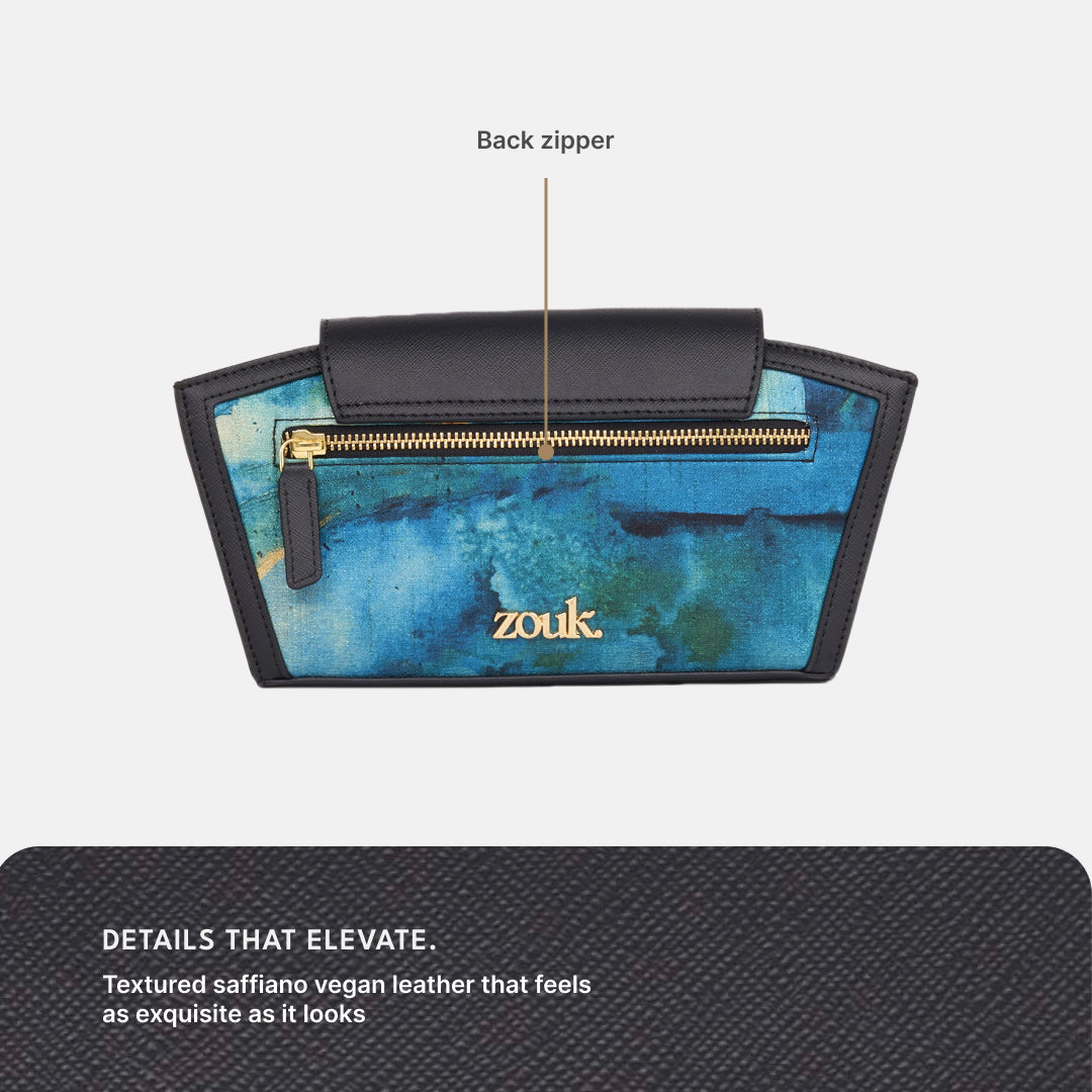 Opalite Zareen Clutch (Black Saffiano)