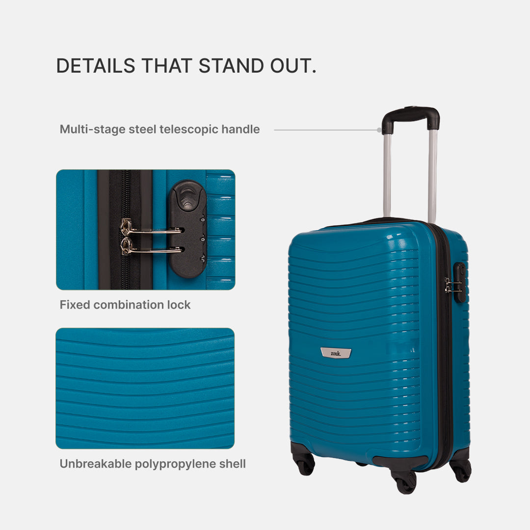 Teal Zoya Trolley Bag Combo (Cabin & Medium)