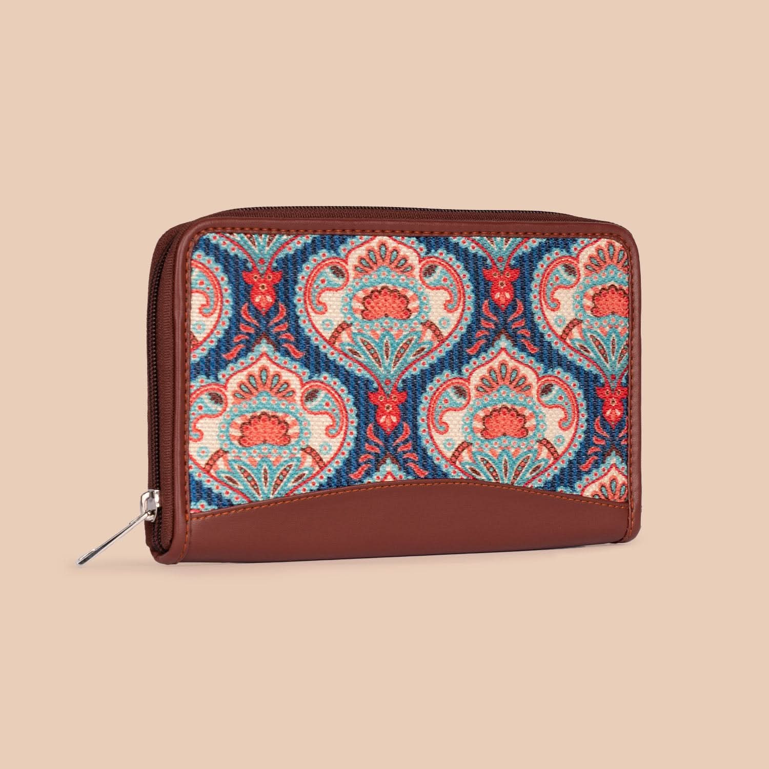 Aravalli Abstract & Kovil Blue - Statement Office Bag & Chain Wallet Combo