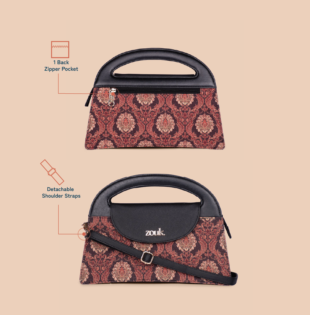 ZIP-Rhea Kapoor Ziya Sling Bag - Jodhpur Damask