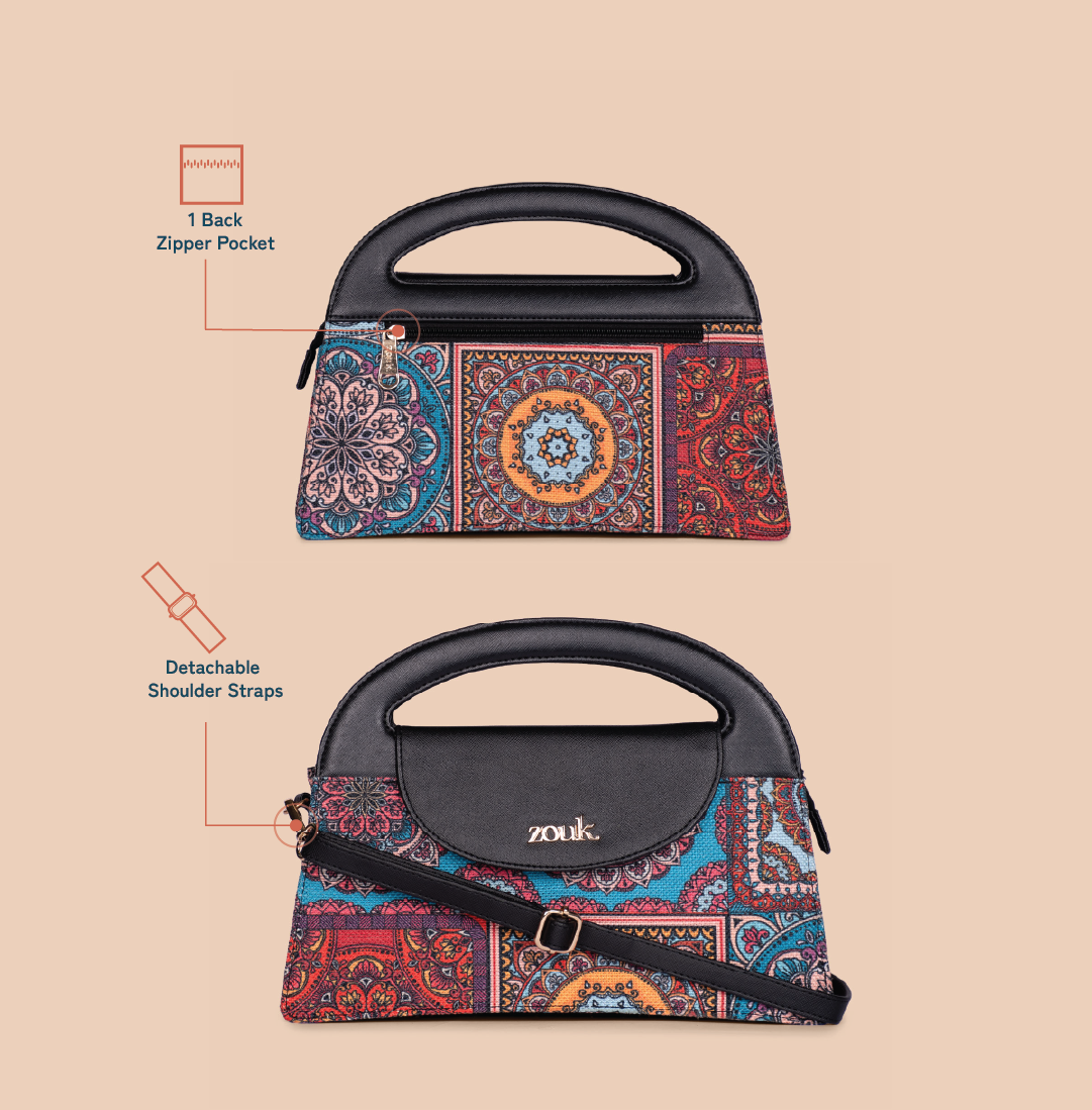 ZIP-Rhea Kapoor Ziya Sling Bag - Multicolor Mandala Print