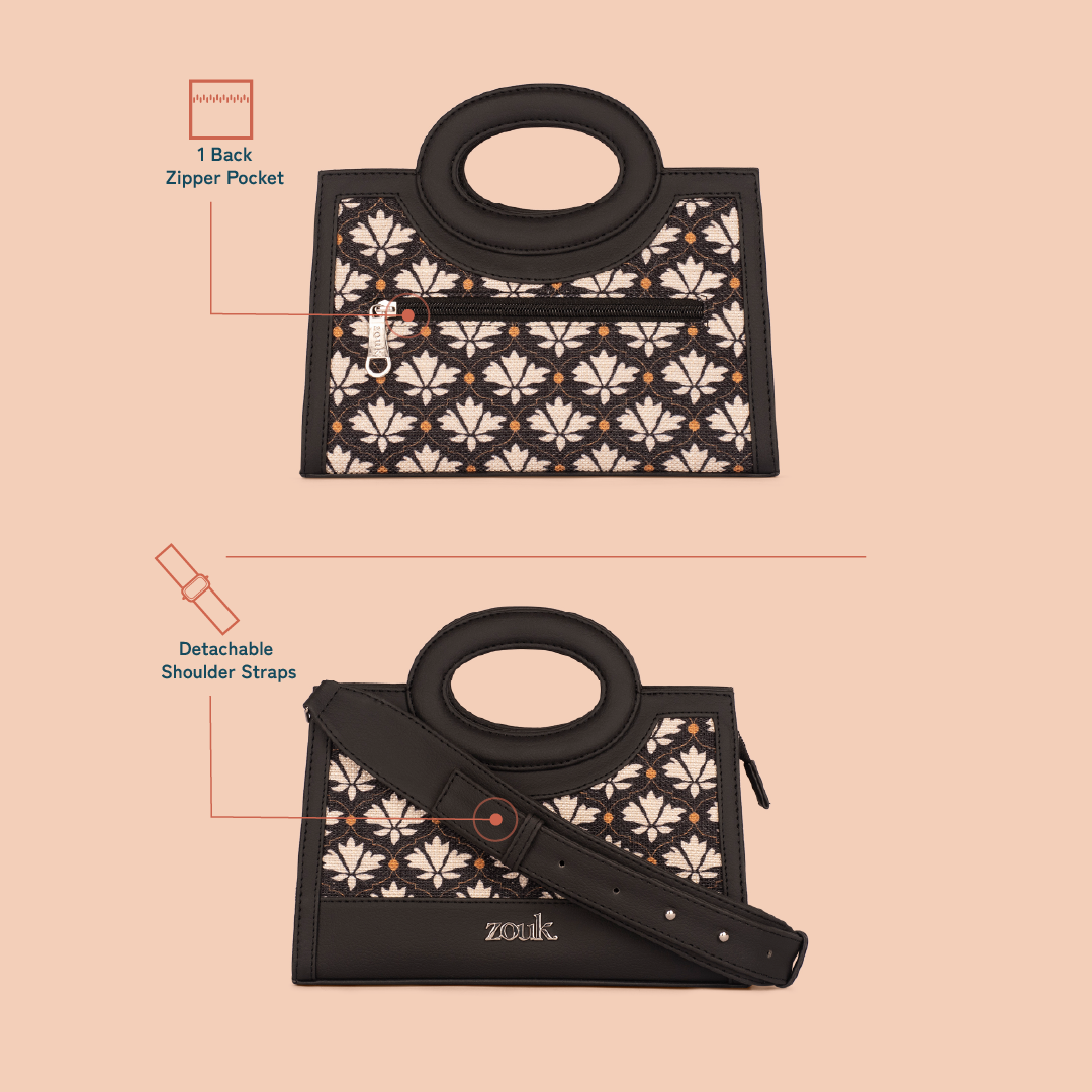 Saisha Sling Bag Kutch Gamthi & Zoe Sling Bag Bidri Kaiser Combo