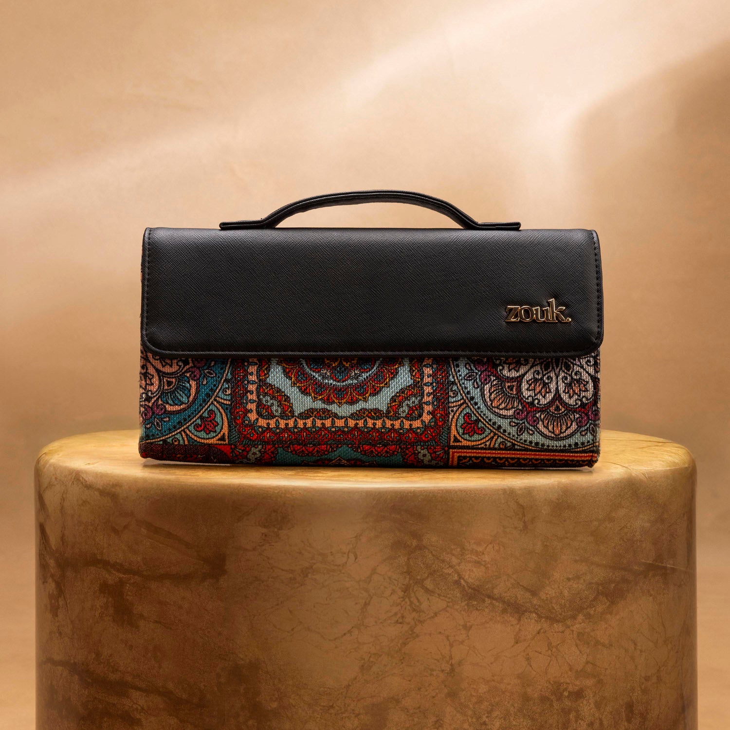 Rhea Kapoor Clutch - Multicolor Mandala Print