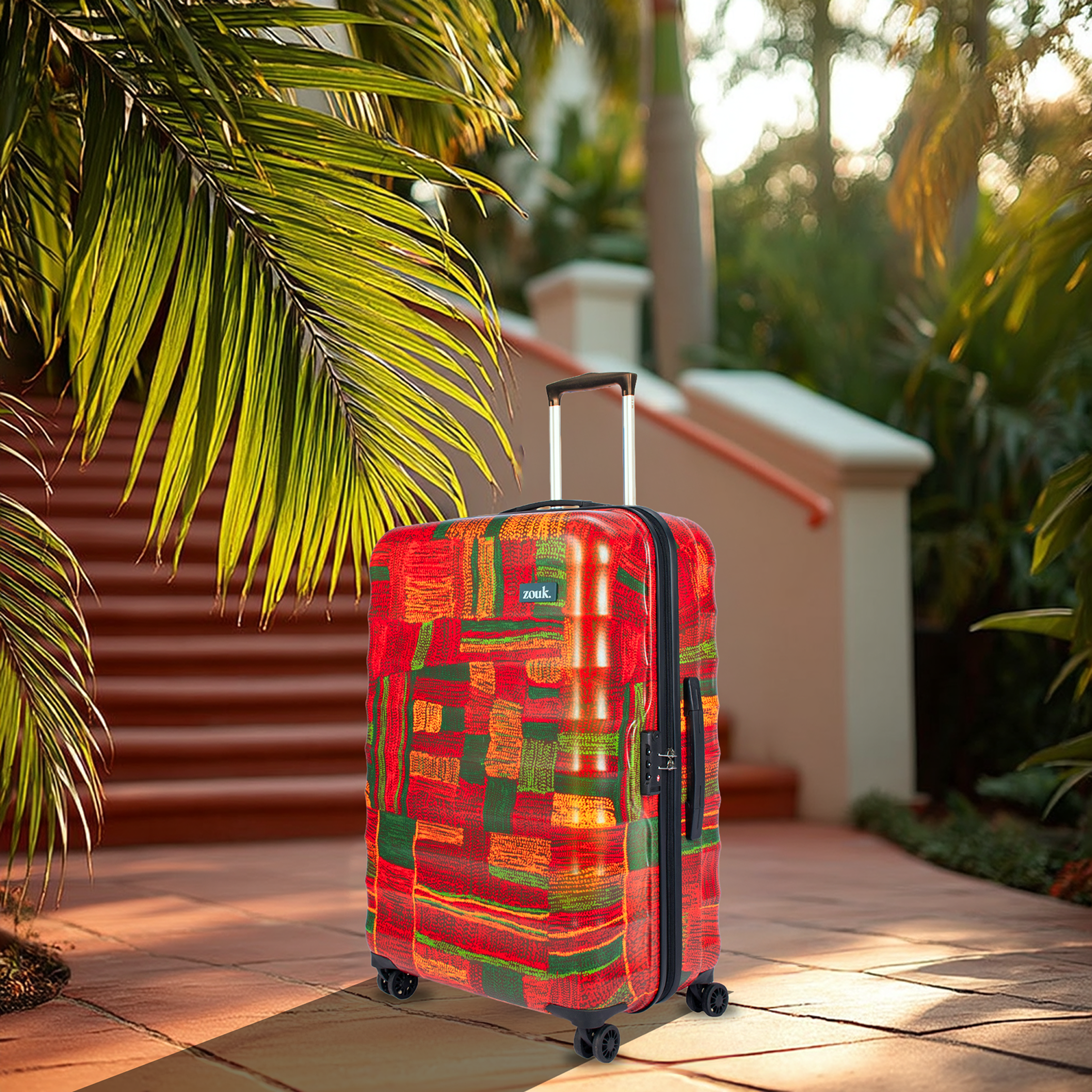 Indus Lattice Red Amorah Trolley Bag (Medium)