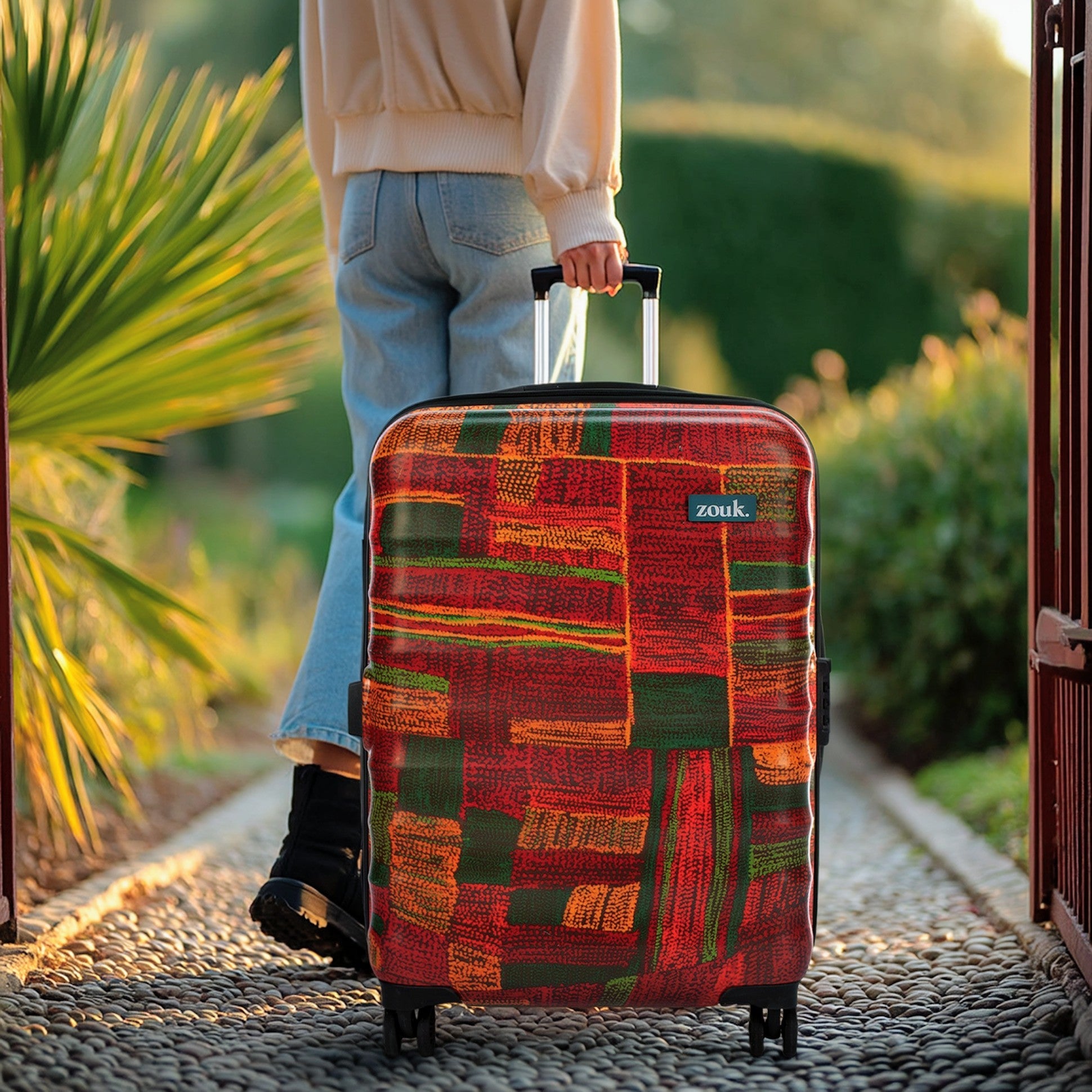 Indus Lattice Red Amorah Trolley Bag (Medium)