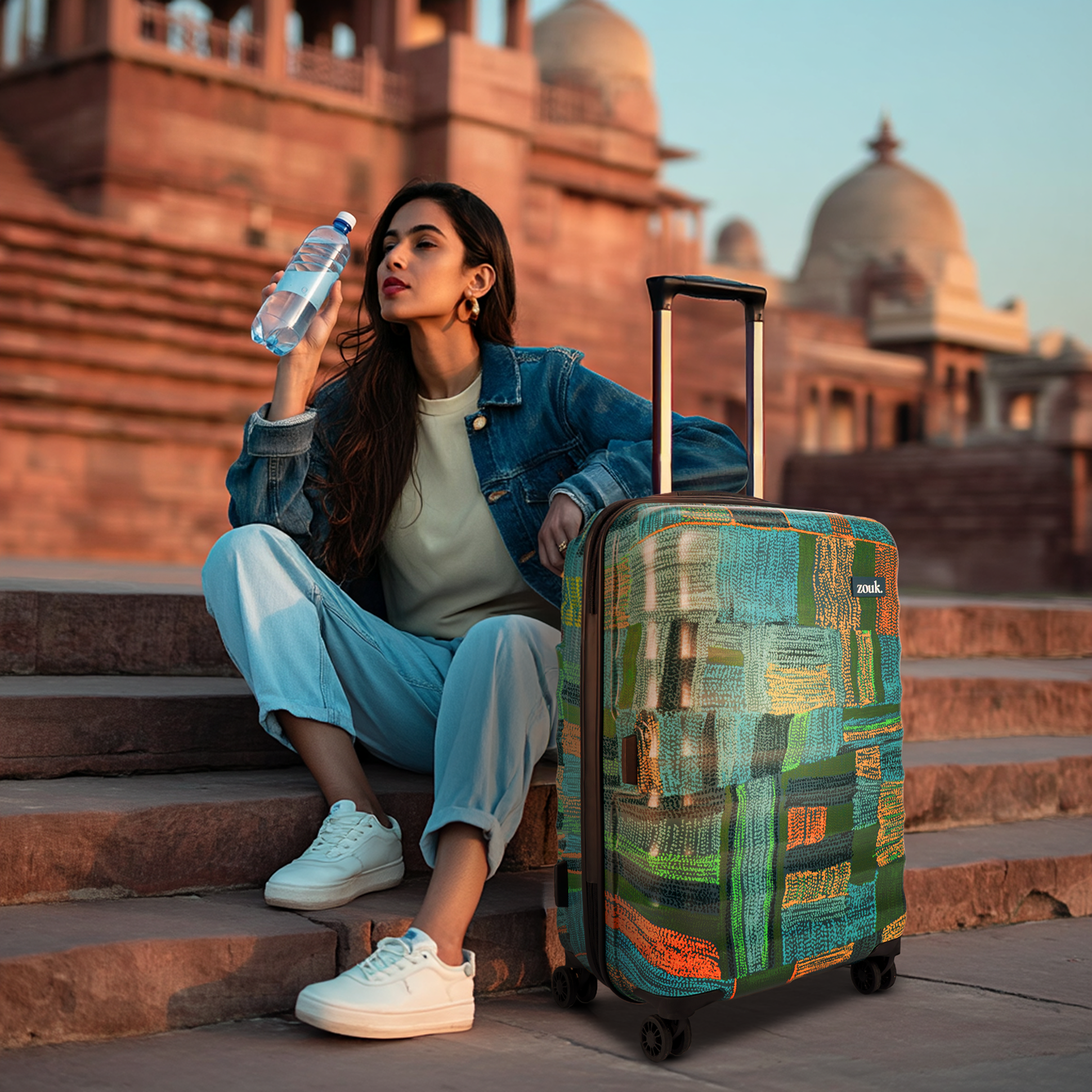 Indus Lattice Green Amorah Trolley Bag