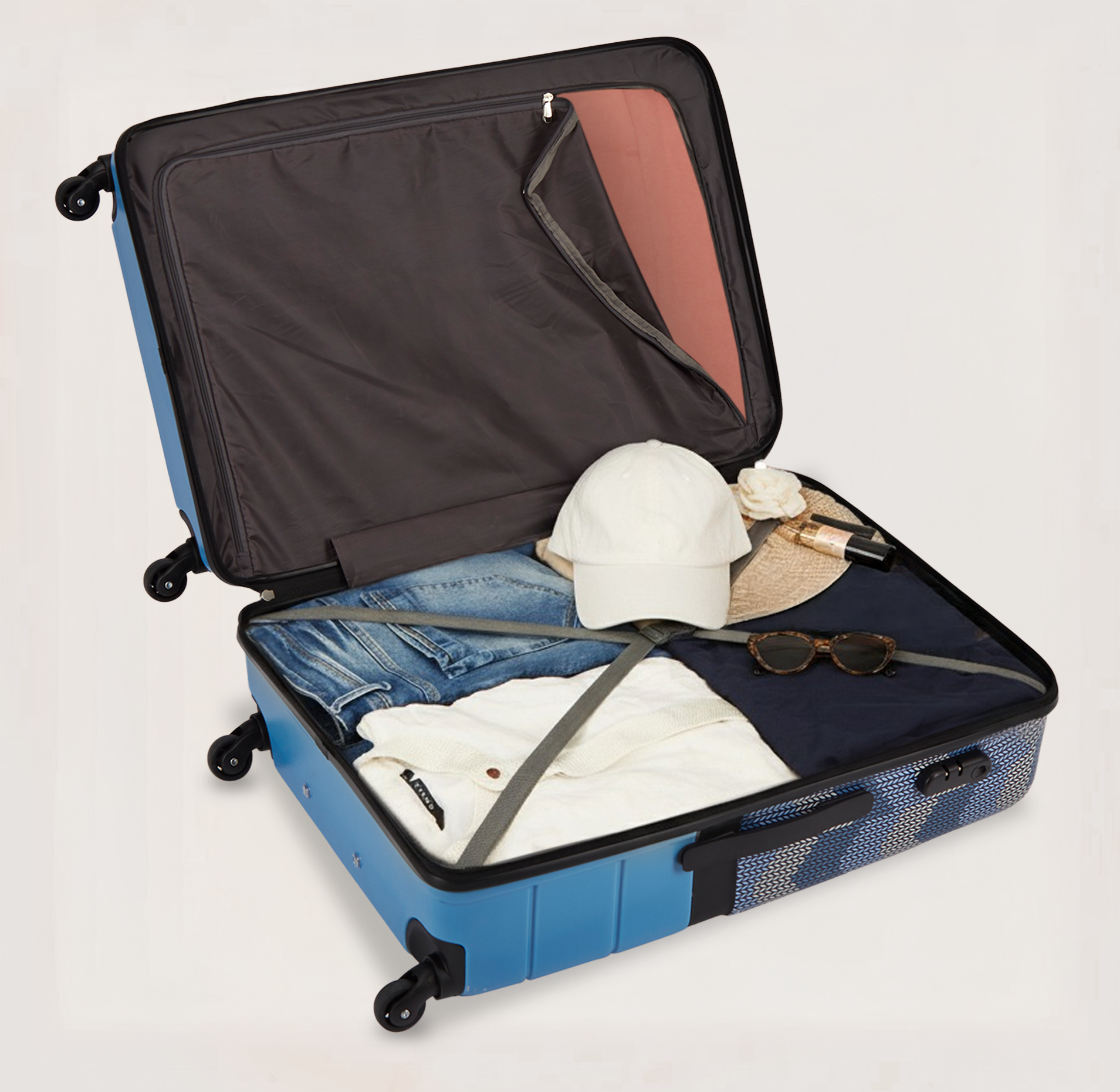 ZIP-Himachal Chevron Blue Raahi Trolley Bag (Large)