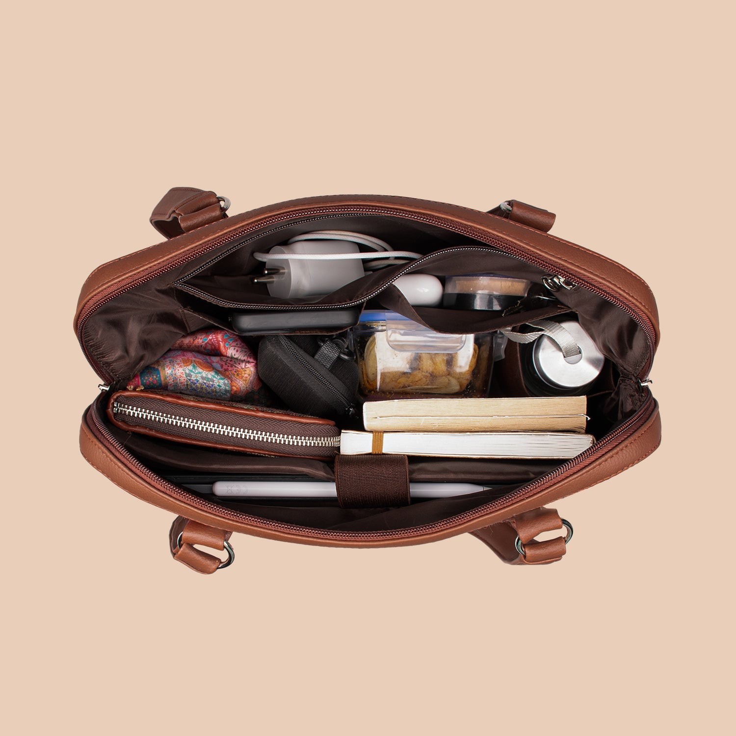 ZIP-Multicolor Mandala Print Carry All Work Bag