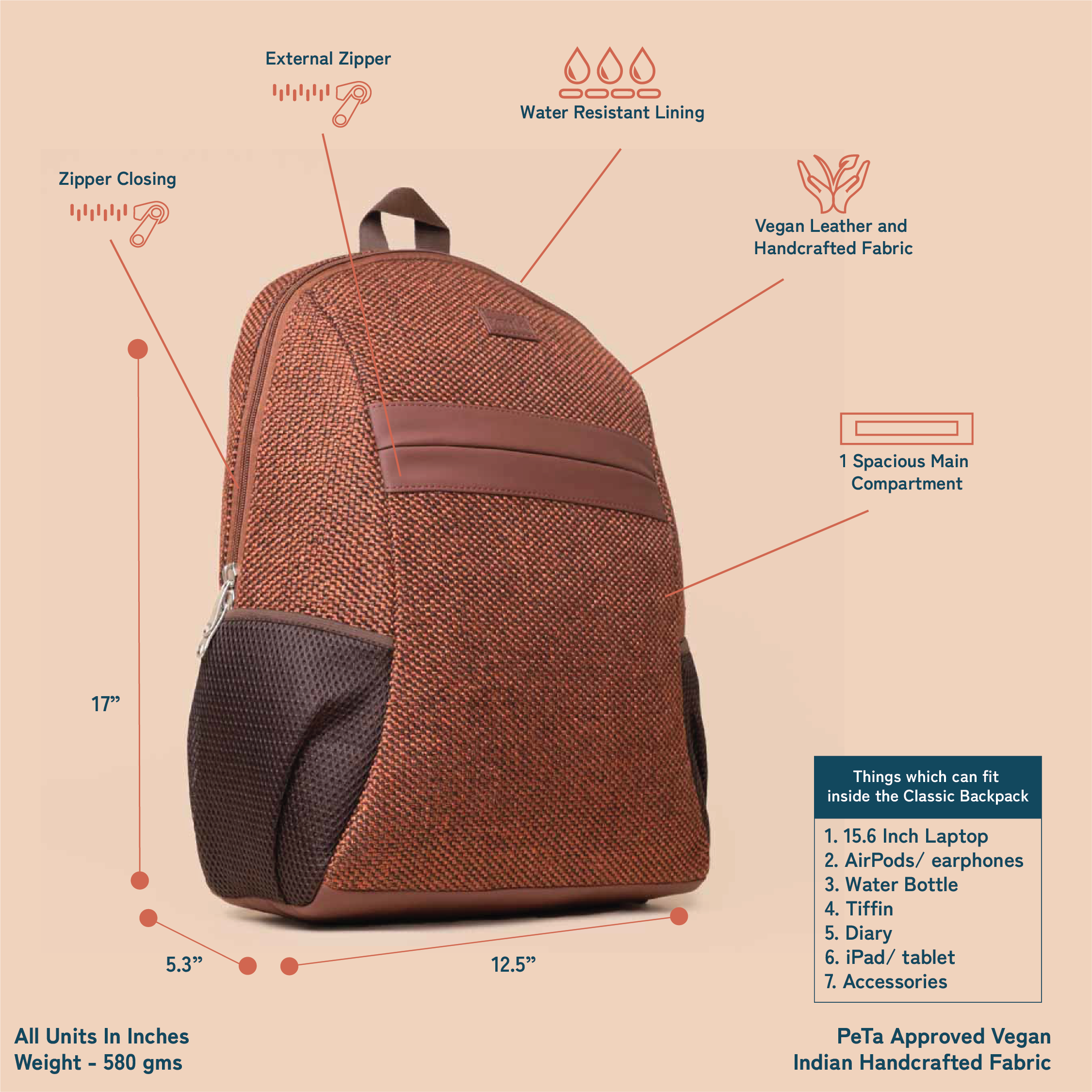 Brown Metal Men's Classic Backpack