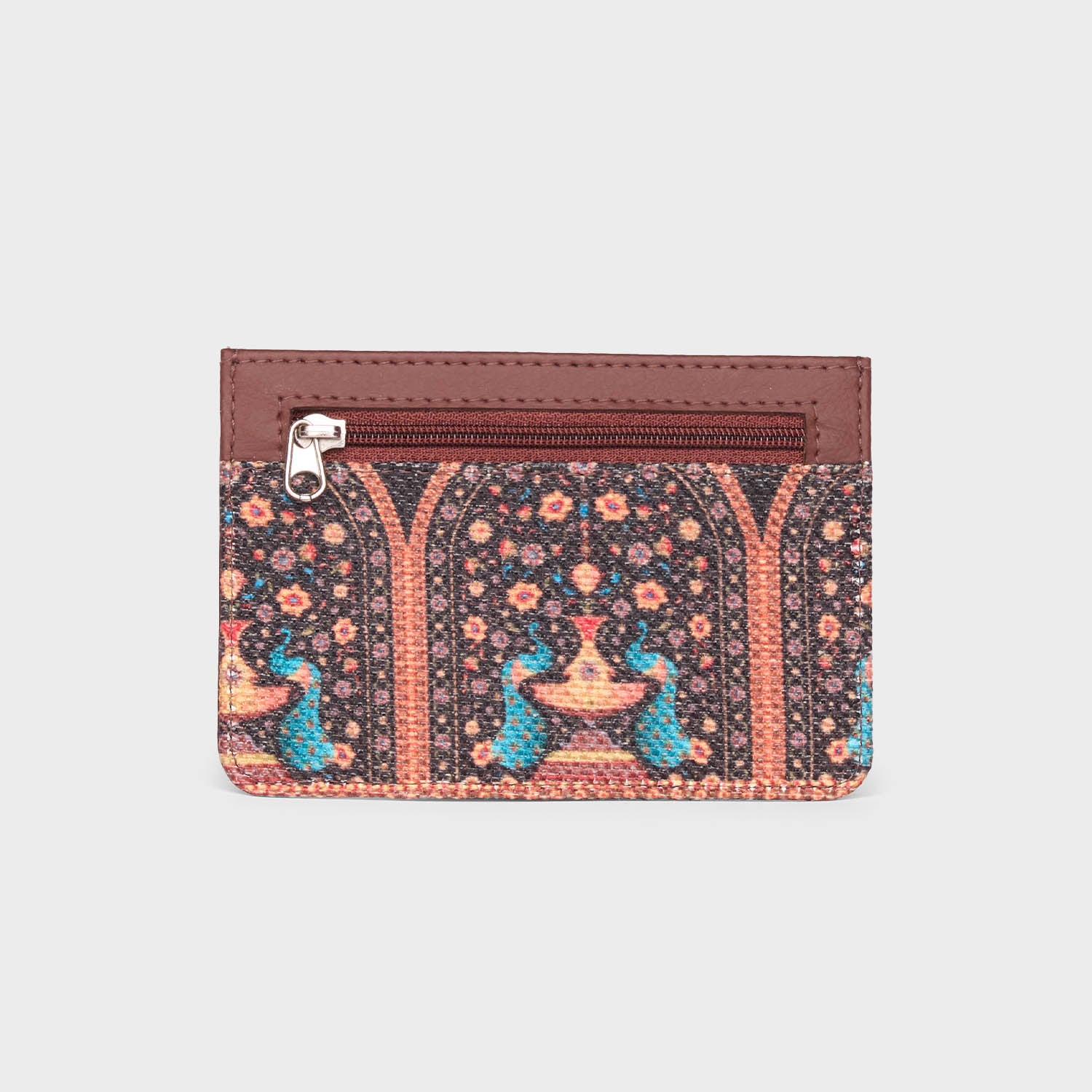 Royal Indian Peacock Motif Ava Card Case