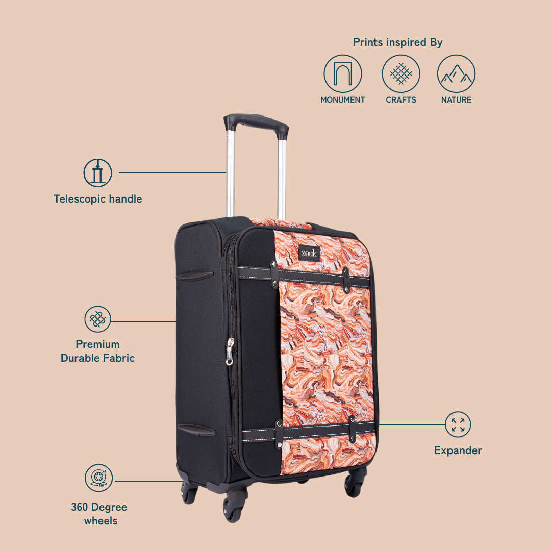 Nicobar Coral Saira Trolley Bag - Black (Cabin)