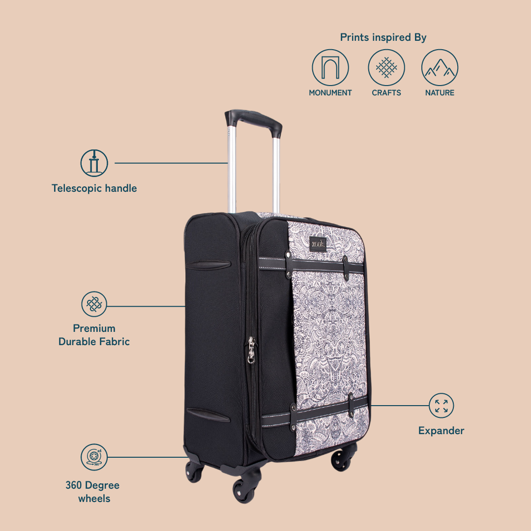 Colaba Shirin Saira Trolley Bag - Black (Cabin)