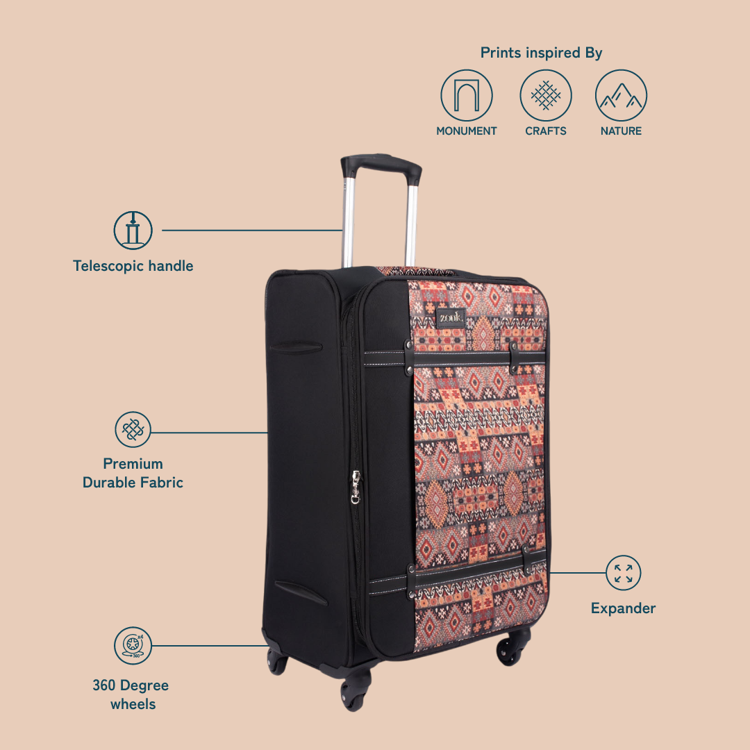 Banaras Elegance Saira Trolley Bag - Black (Cabin)