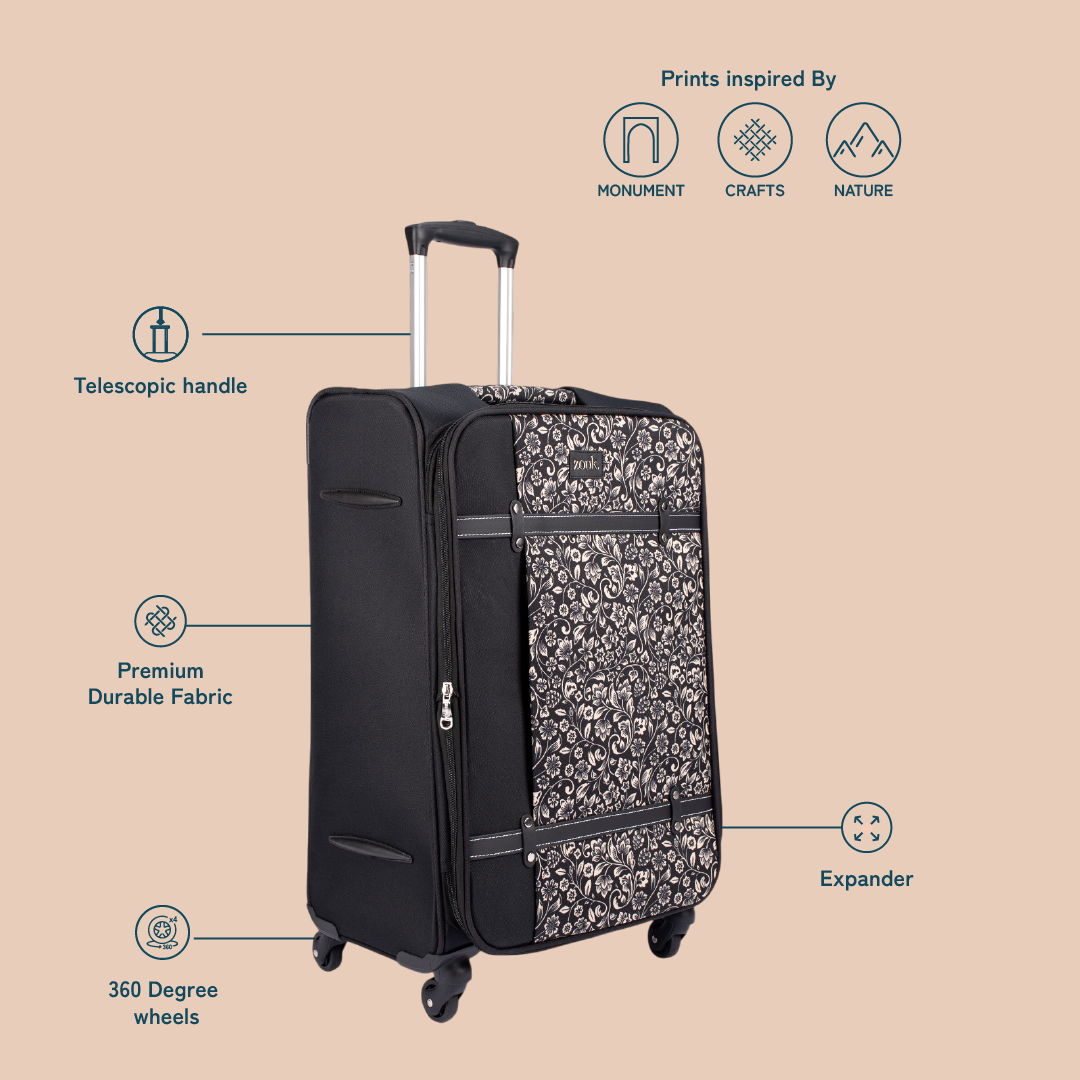 FloMotif Saira Trolley Bag - Black (Cabin)