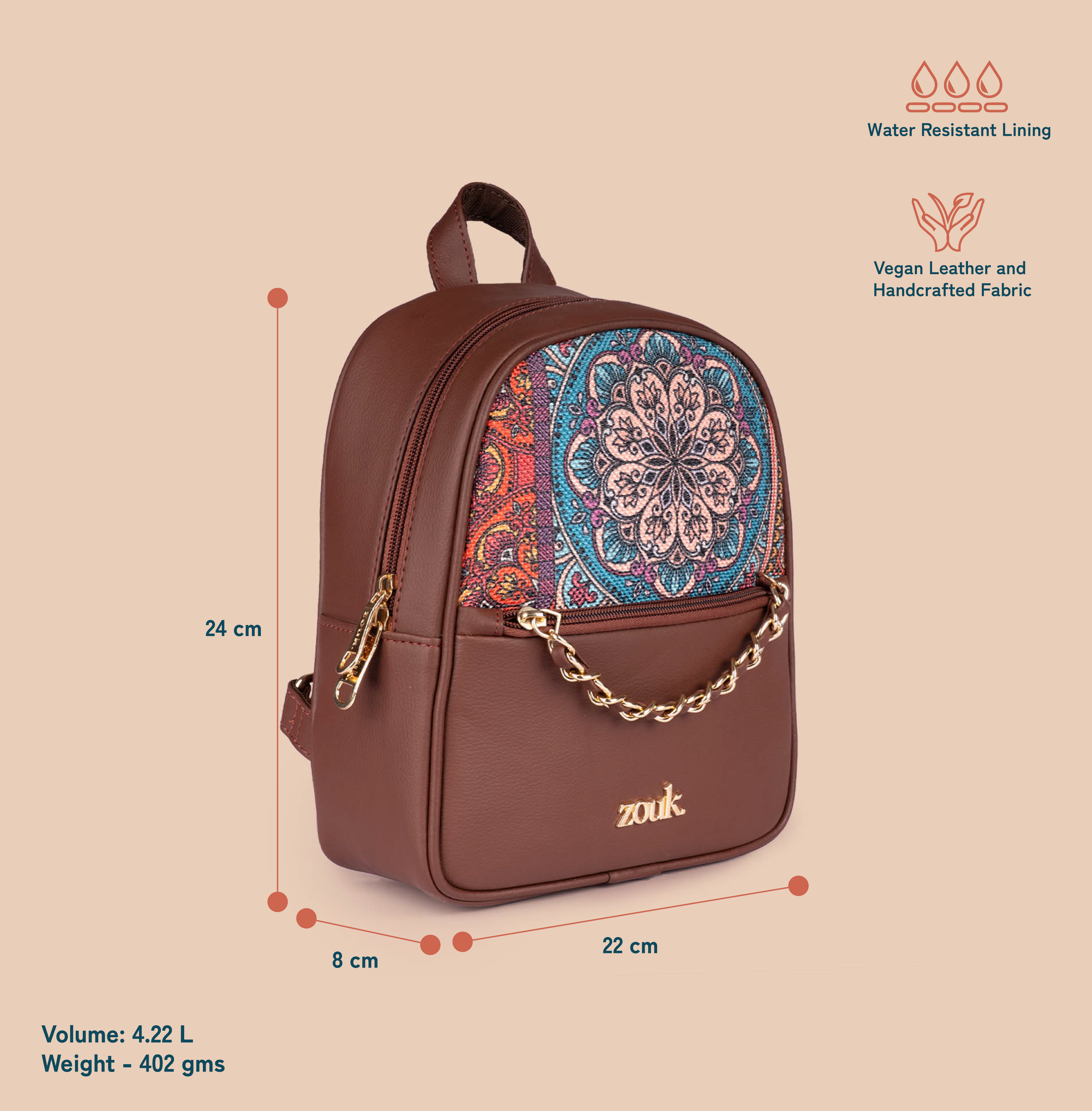ZIP-Mayra Mini-Daypack - Multicolor Mandala Print