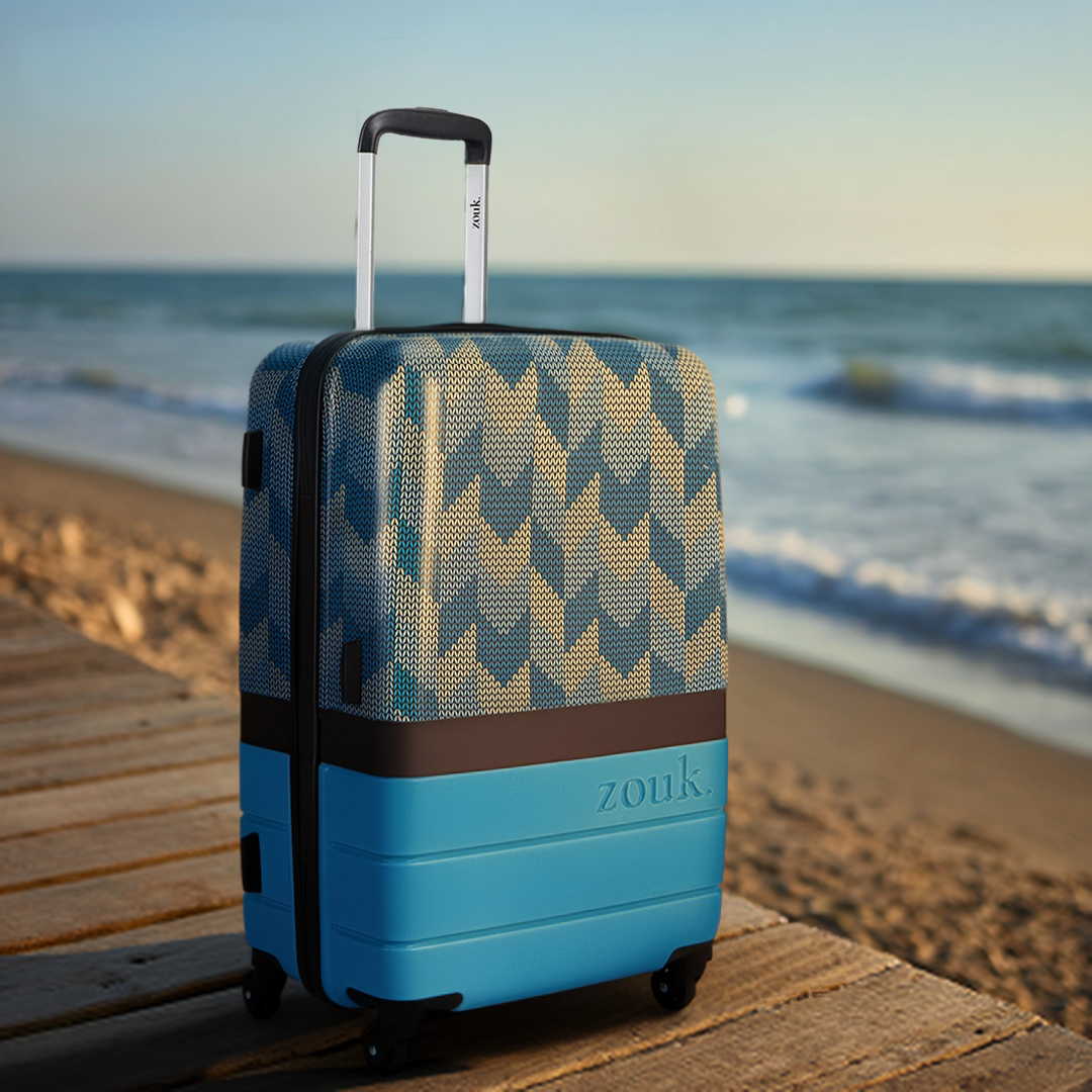 Himachal Chevron Blue Raahi Trolley Bag (Medium)