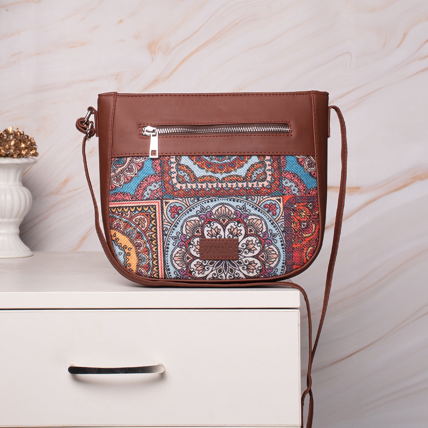 Multicolor Mandala Print U-Shaped Sling Bag