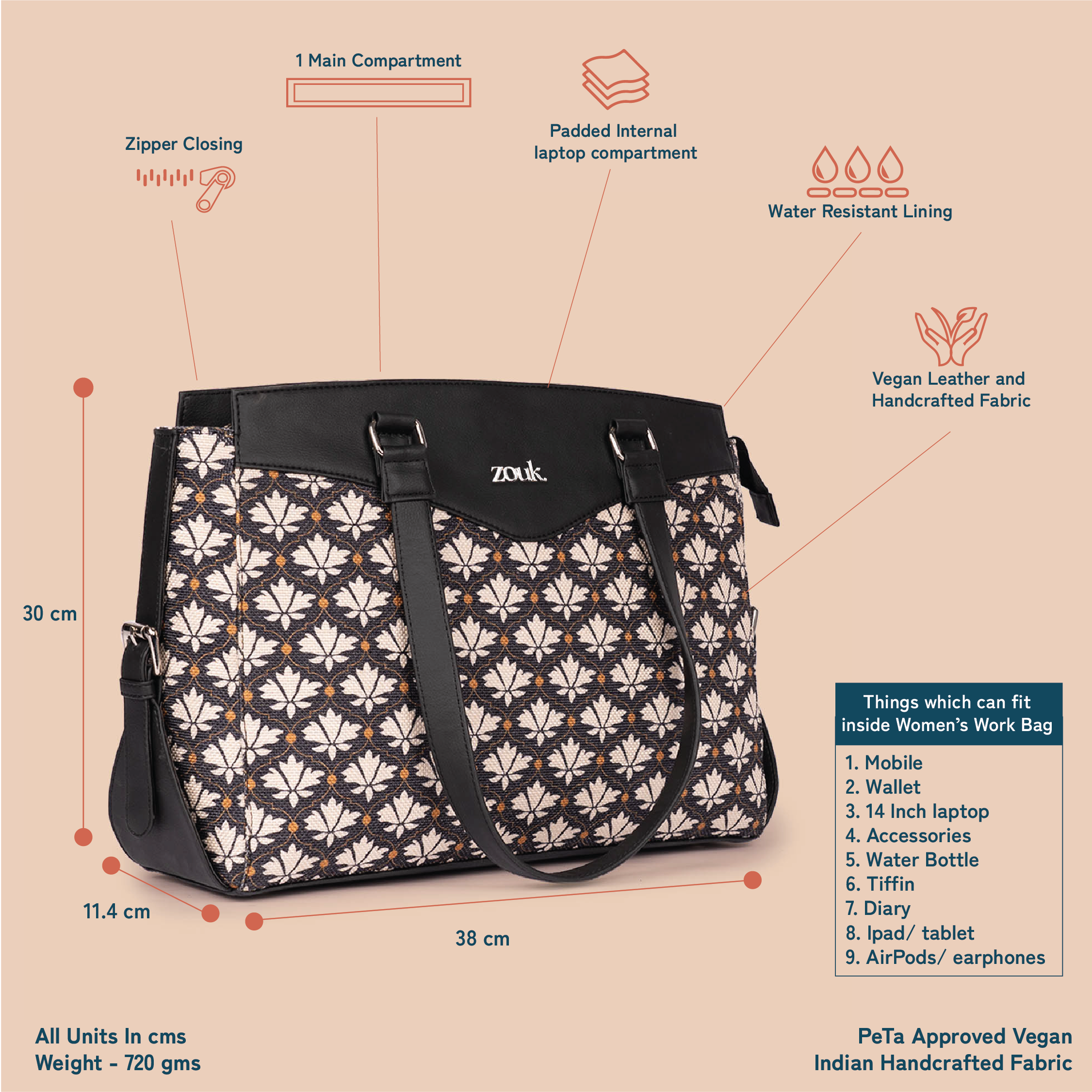 ZIP-Bidri Kaiser Women's Work Bag