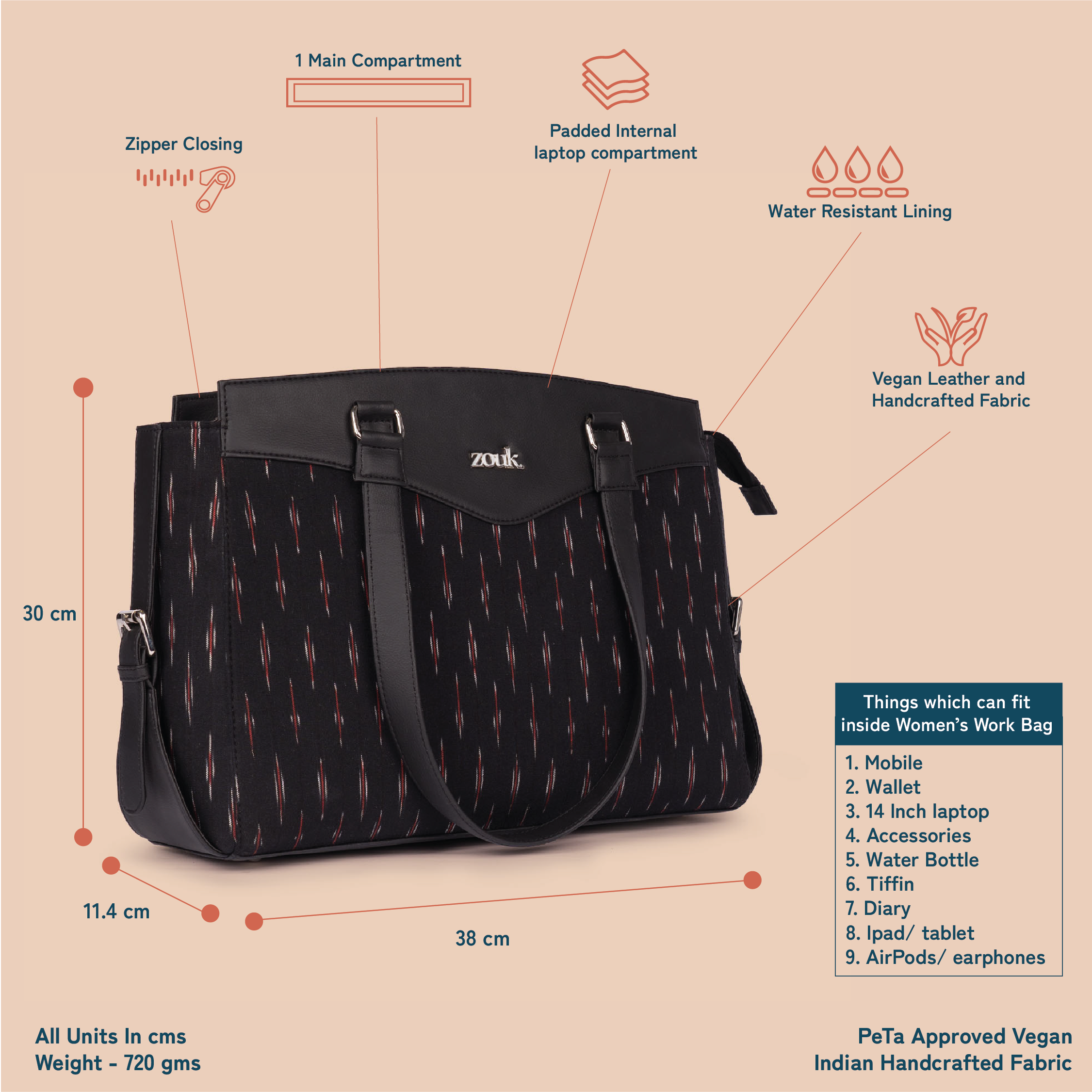 Ikat GreRed Women's Work Bag