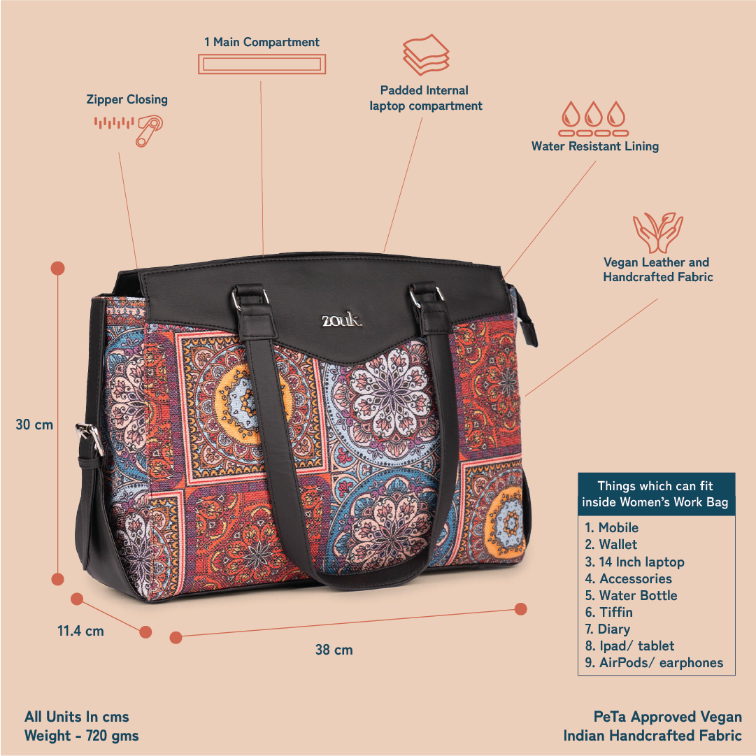 Multicolor Mandala Print Women's Work Bag