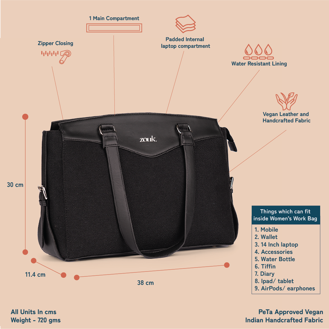 Jet Black Women's Work Bag