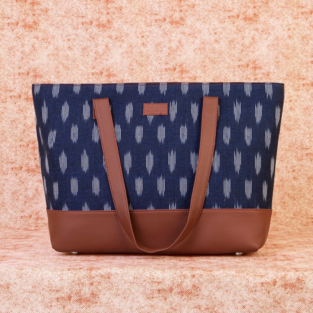 Ikat Jet Blue Shoulder Tote Bag