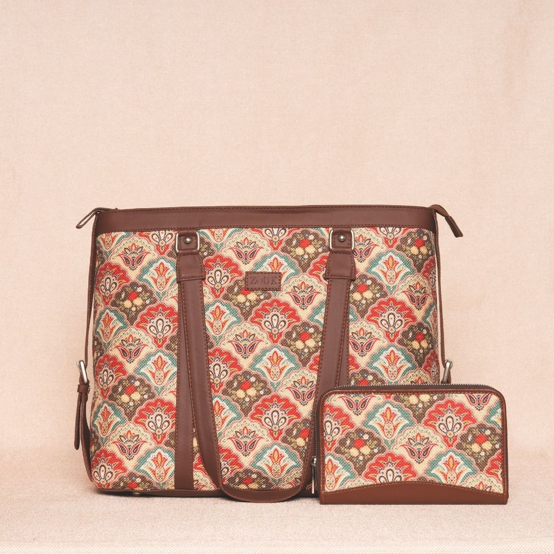 Mughal Art Multicolor- Office Bag & Chain Wallet Combo
