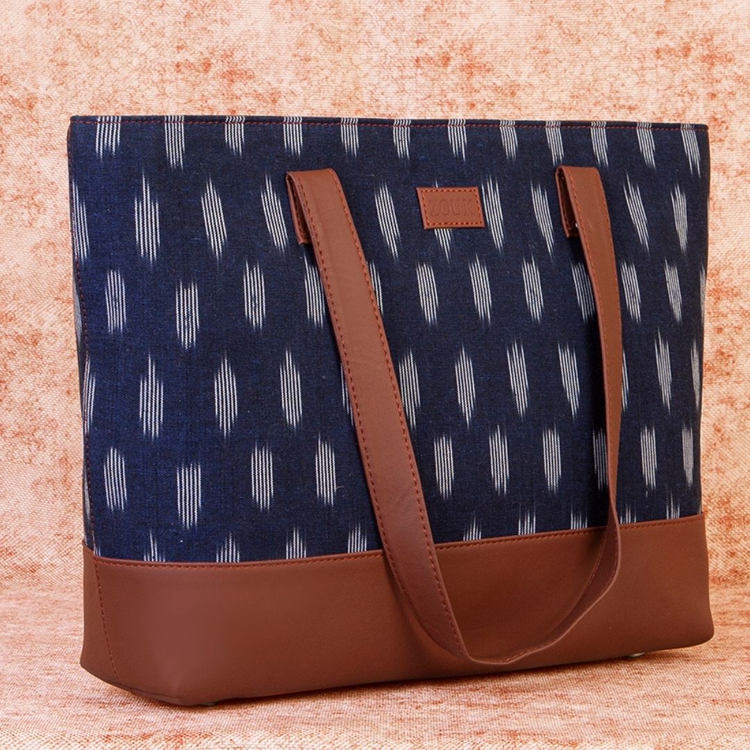 Ikat Jet Blue Shoulder Tote Bag
