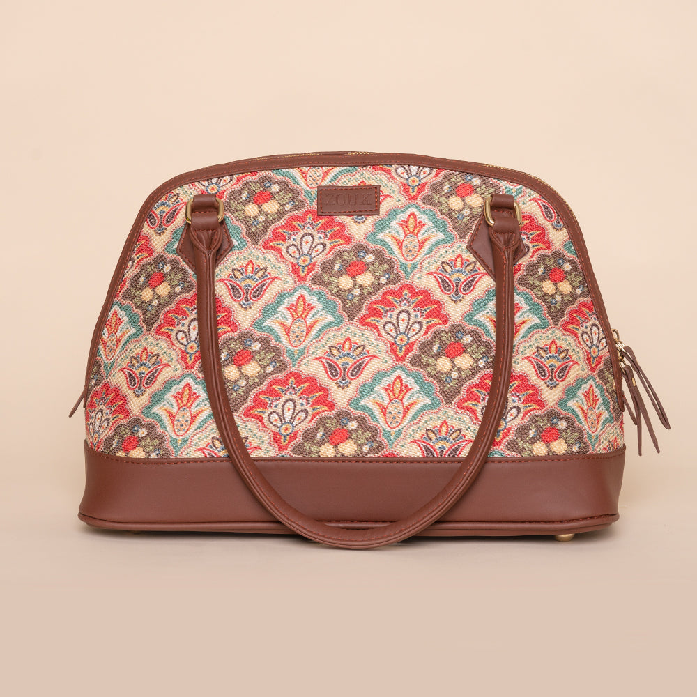 Zouk Handbags : Buy Zouk Womens Handcrafted Vegan Printed Mughal Motif Dome  Shaped Bag Online